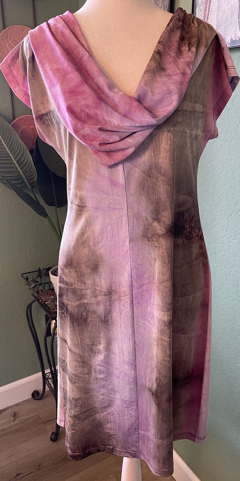 J Les Modes ASM Fashions Cowl Neck Shift Silhouette Tie Dye Medium