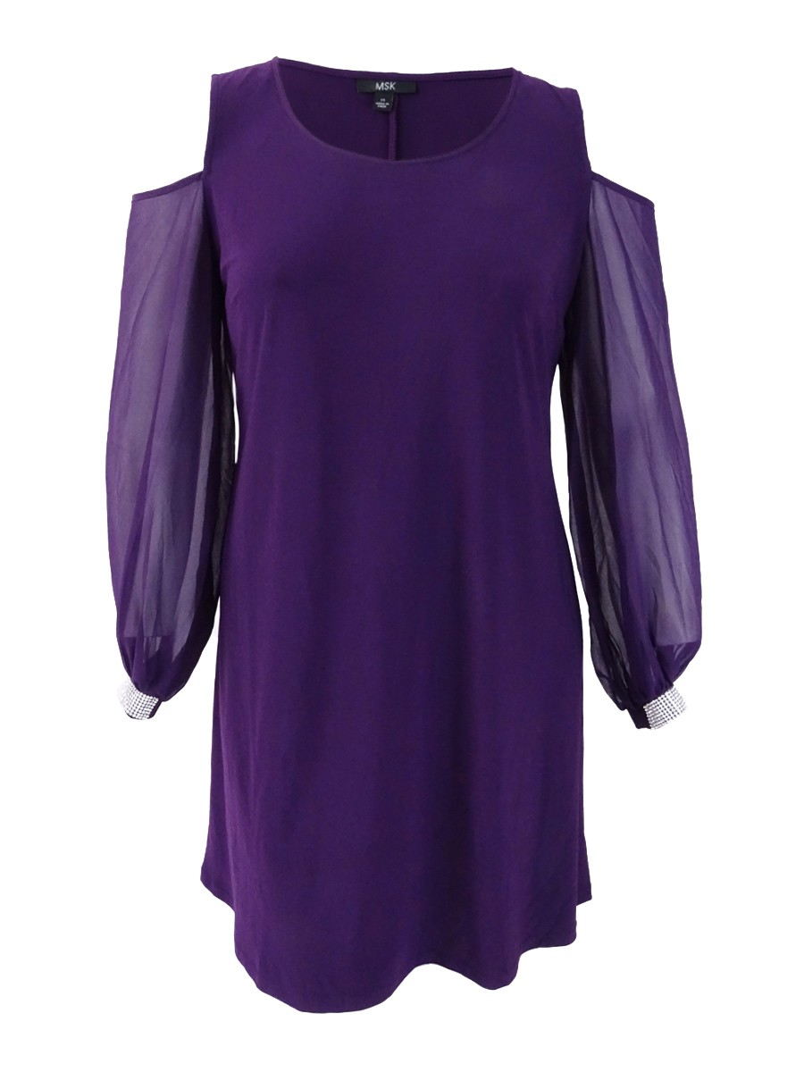 MSK Women’s Embellished Cold-Shoulder Cocktail Dress (6, Plum) 888134823784
