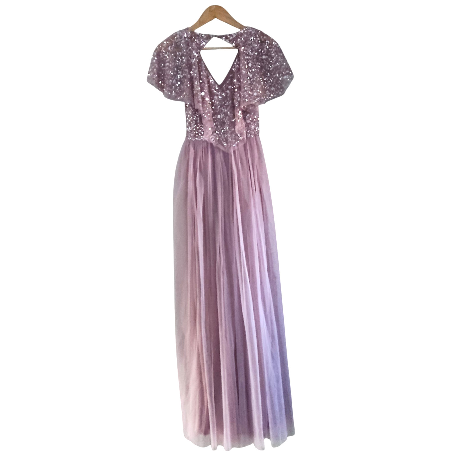 beauut boutique womens maxi dress dusty pink sequin detail short sleeve size 6