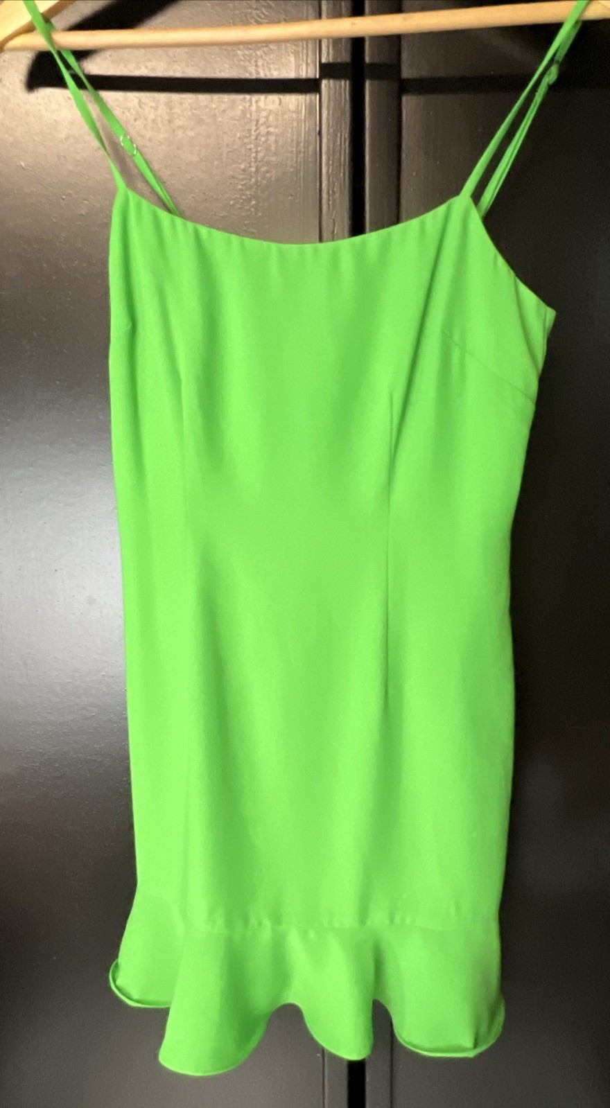 Lovers And Friends Teddy Mini Dress Vibrant Green W/ Ruffles On Hem Size XS