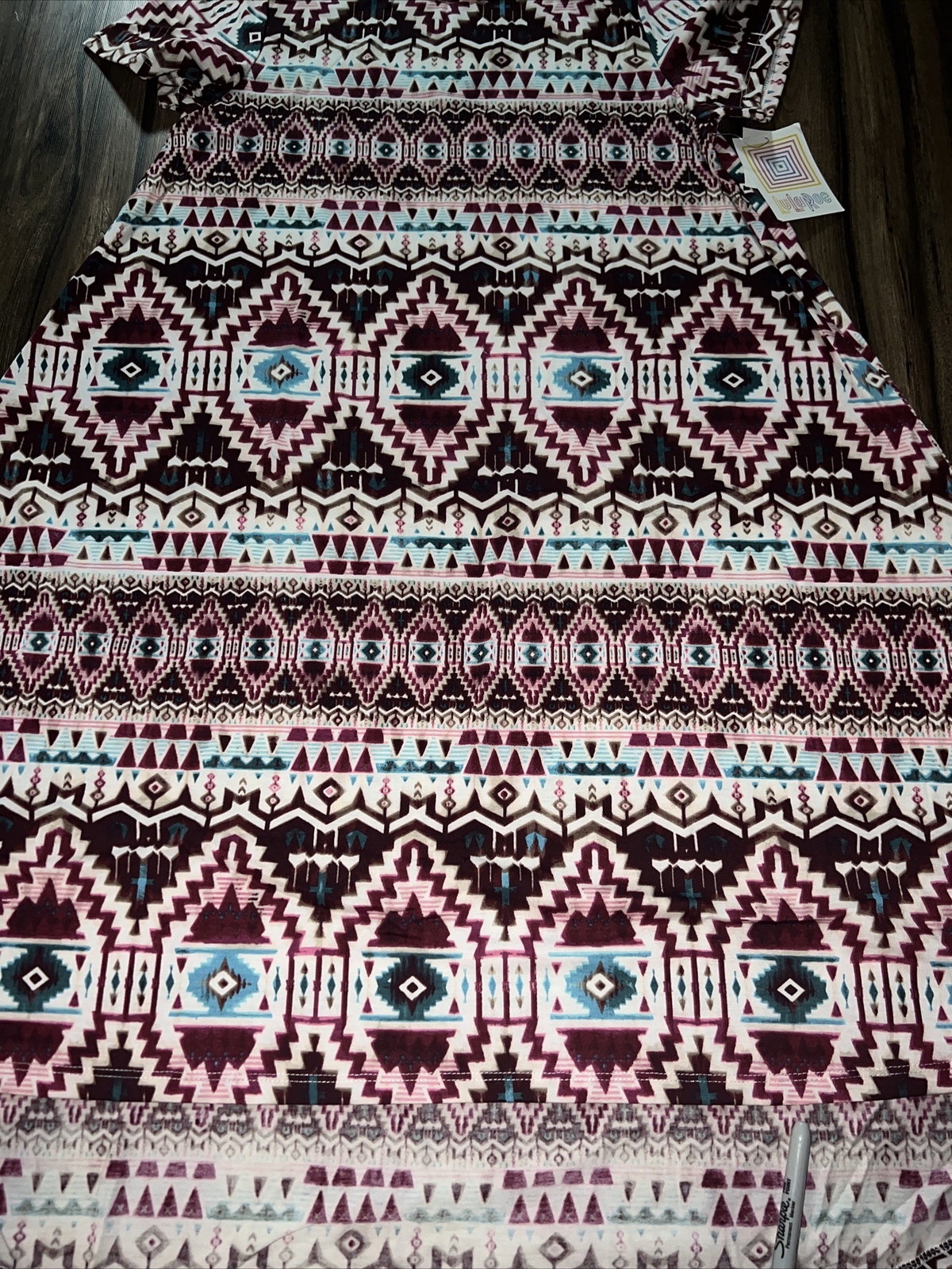 Lularoe White Purple Green Tribal Aztec Carly Dress 🦄 2XL 22/24 XXL Plus 20 2X