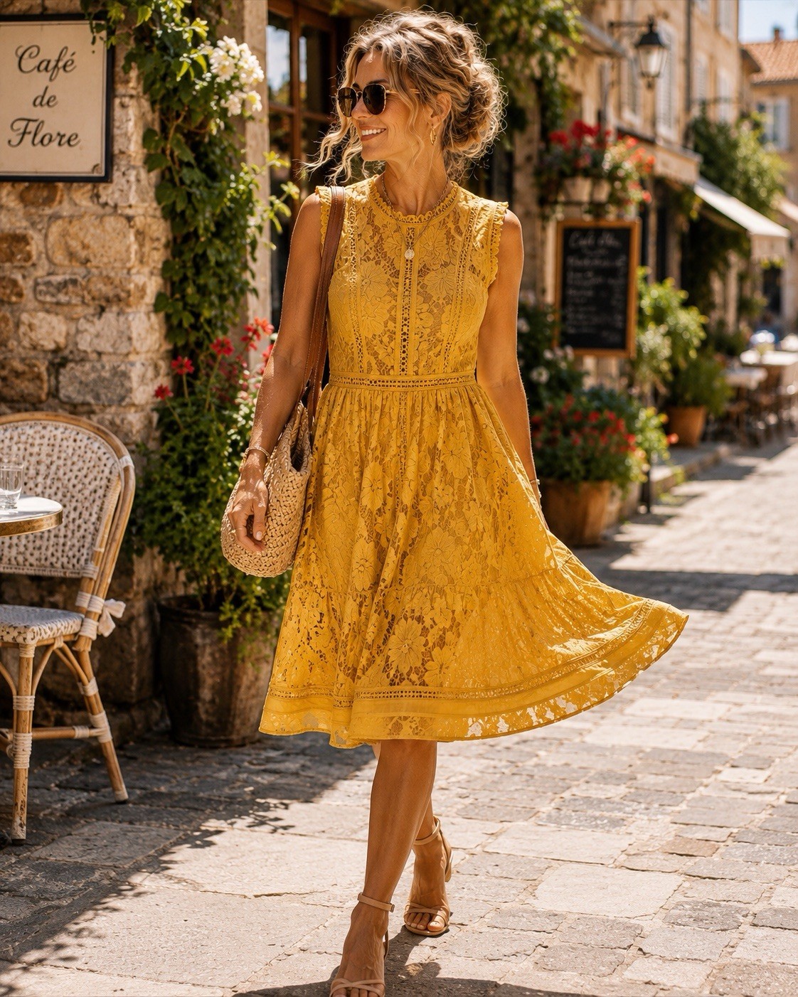Xhilaration Mustard Yellow Lace Cold Shoulder Dress Women’s L Boho Cottagecore