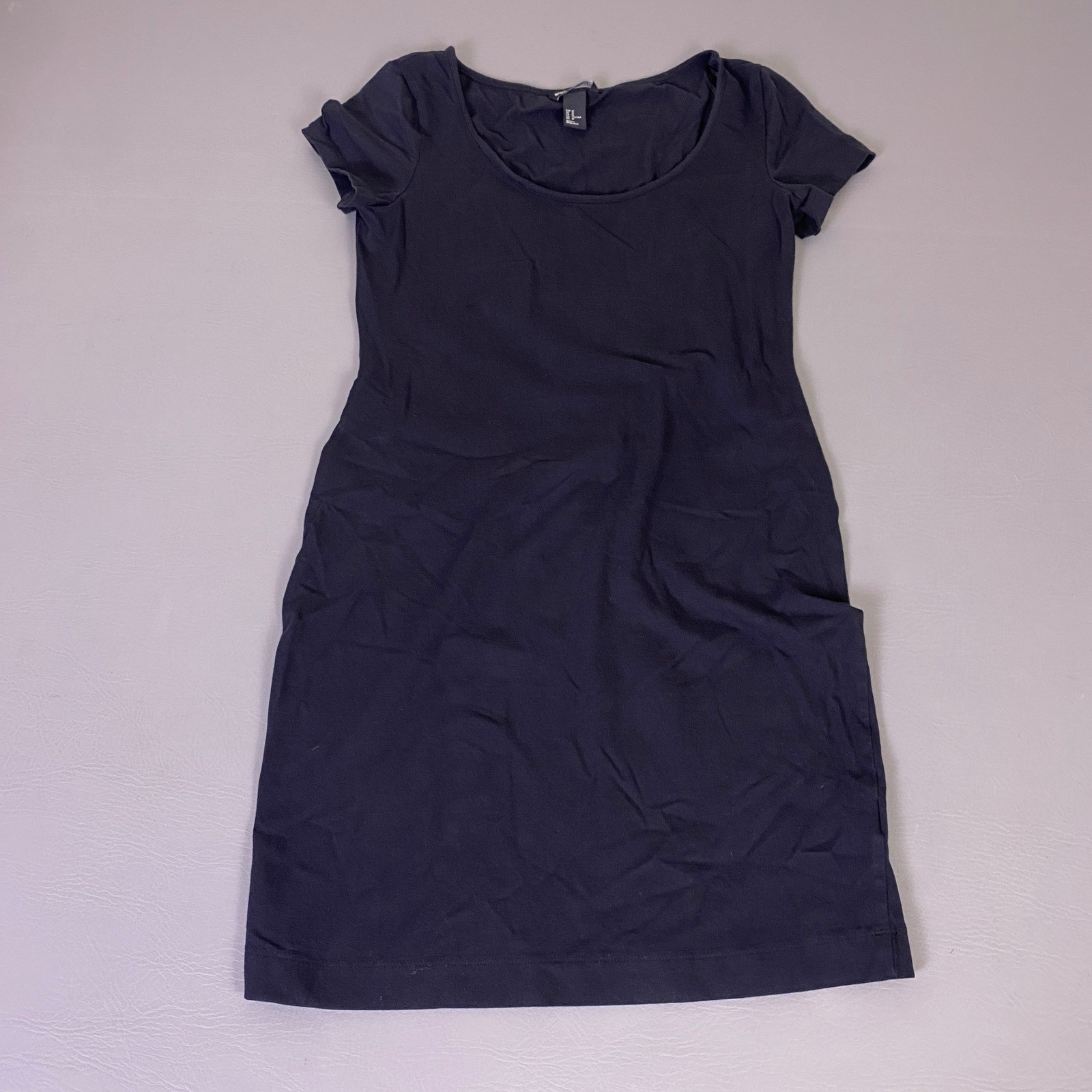 H&M Basic T-Shirt Mini Dress Womens Medium Black Scoop Neck Short Sleeve Cotton