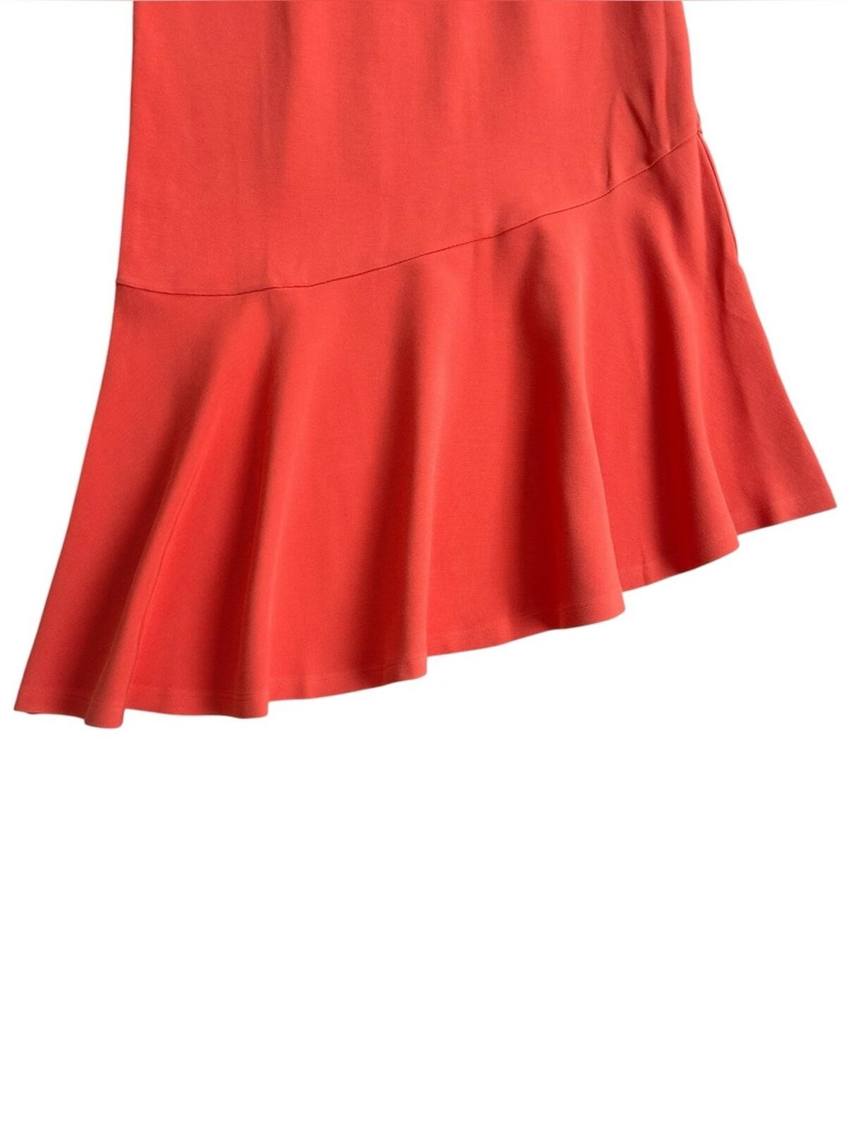 Anthropologie Ariana Square Neck Asymmetrical Ruffle Flounce Hem Dress