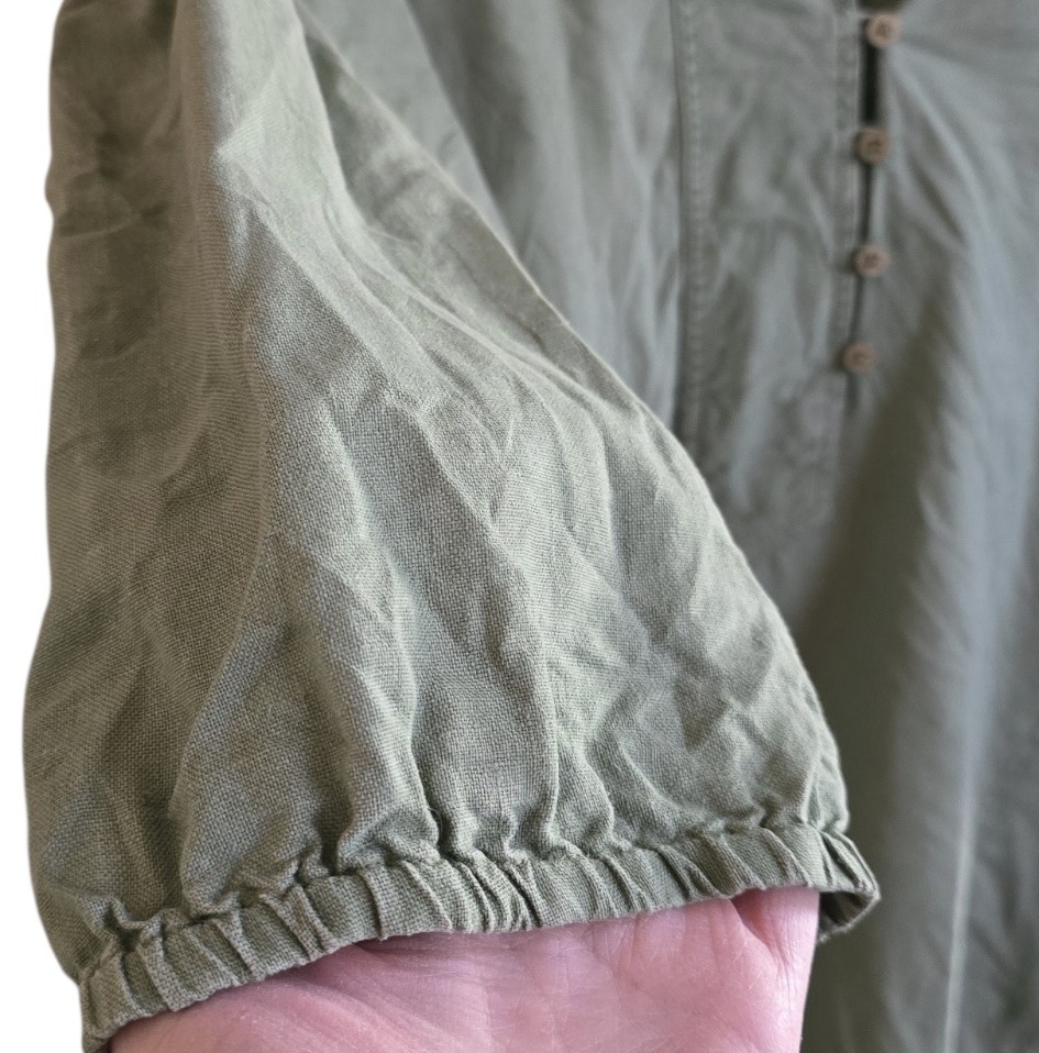 Soft Surroundings Sage Green 3/4 Length Sleeve 100% Linen Dress. Size Medium