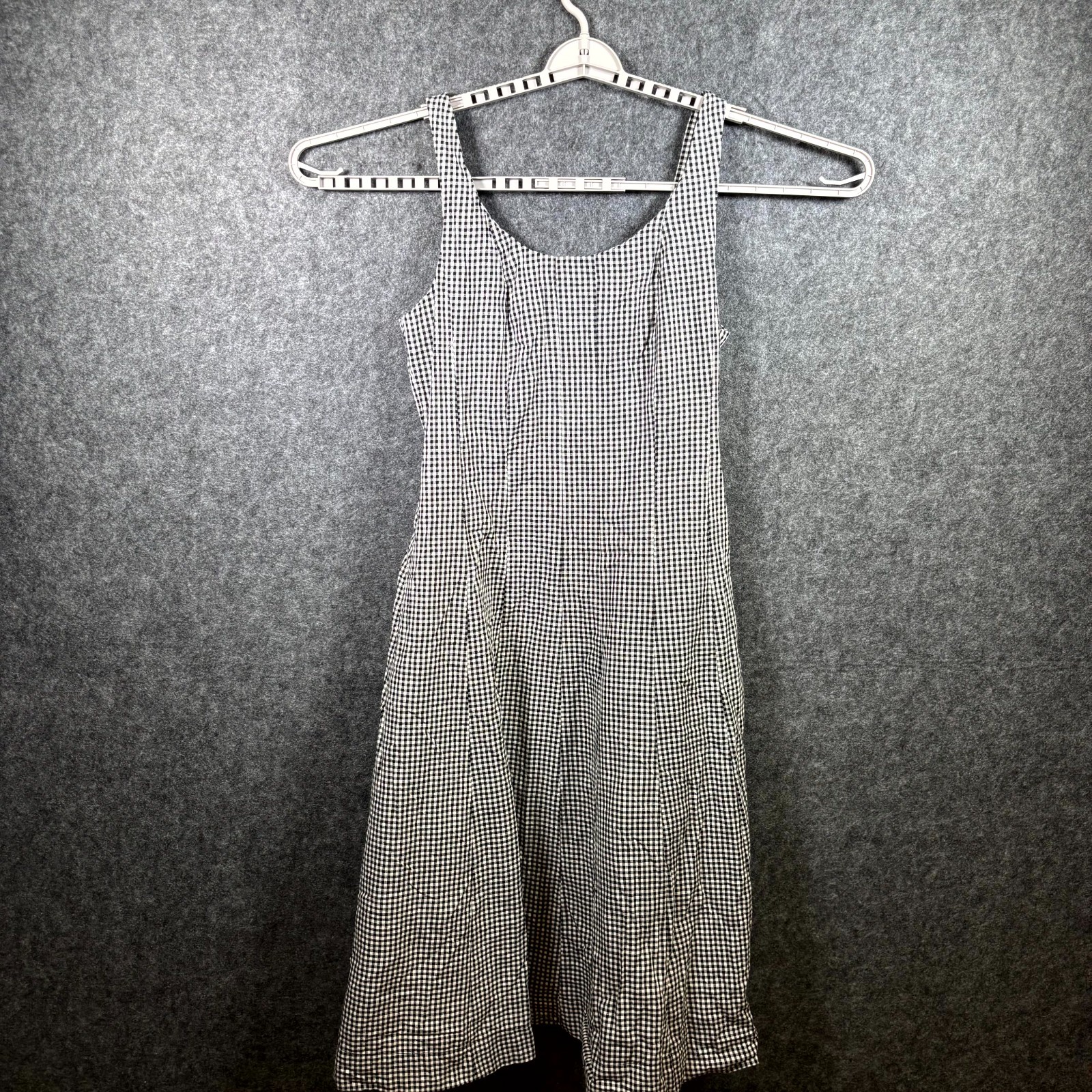A New Day Dress Womens 8 White Gingham Fit & Flare Pleated Cocktail NEW NWT!