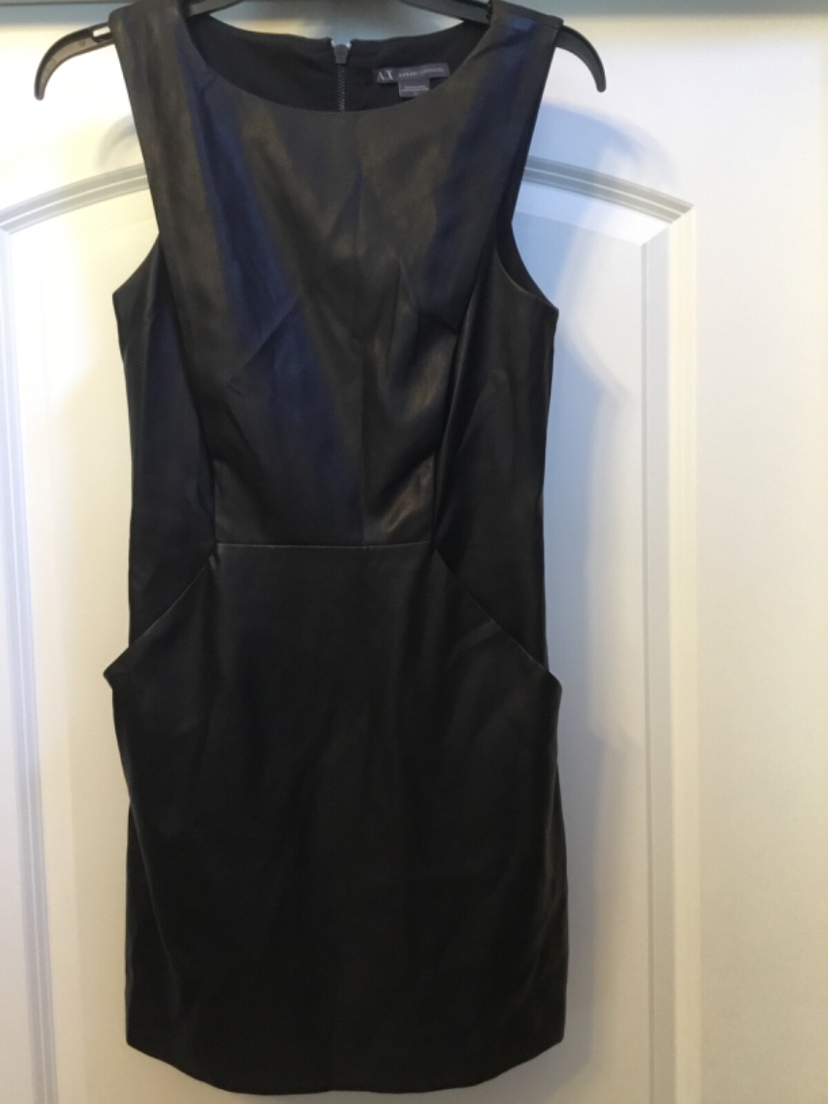 A/X Armani Exchange black faux leather shift dress – Size 2 – Sleeveless – NEW