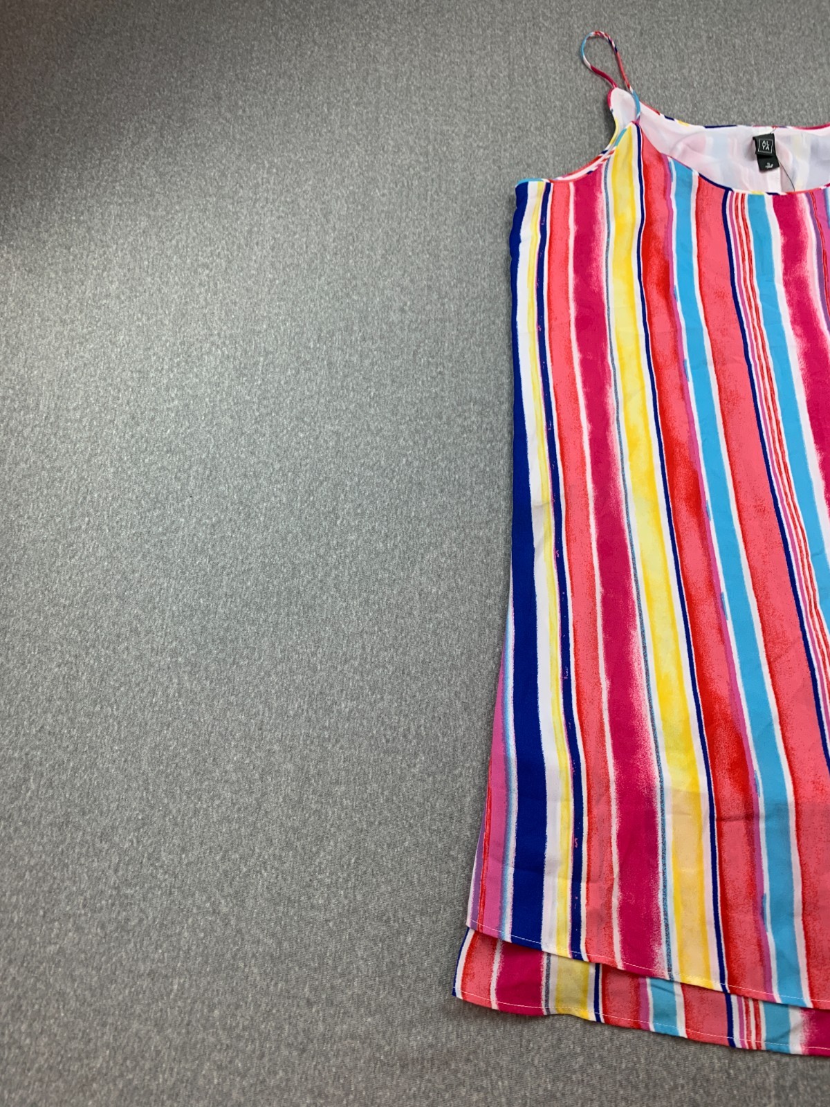 Francesca’s Candy Stripe Slip Dress Womens Small Pink Yellow Blue Tiered Flowy