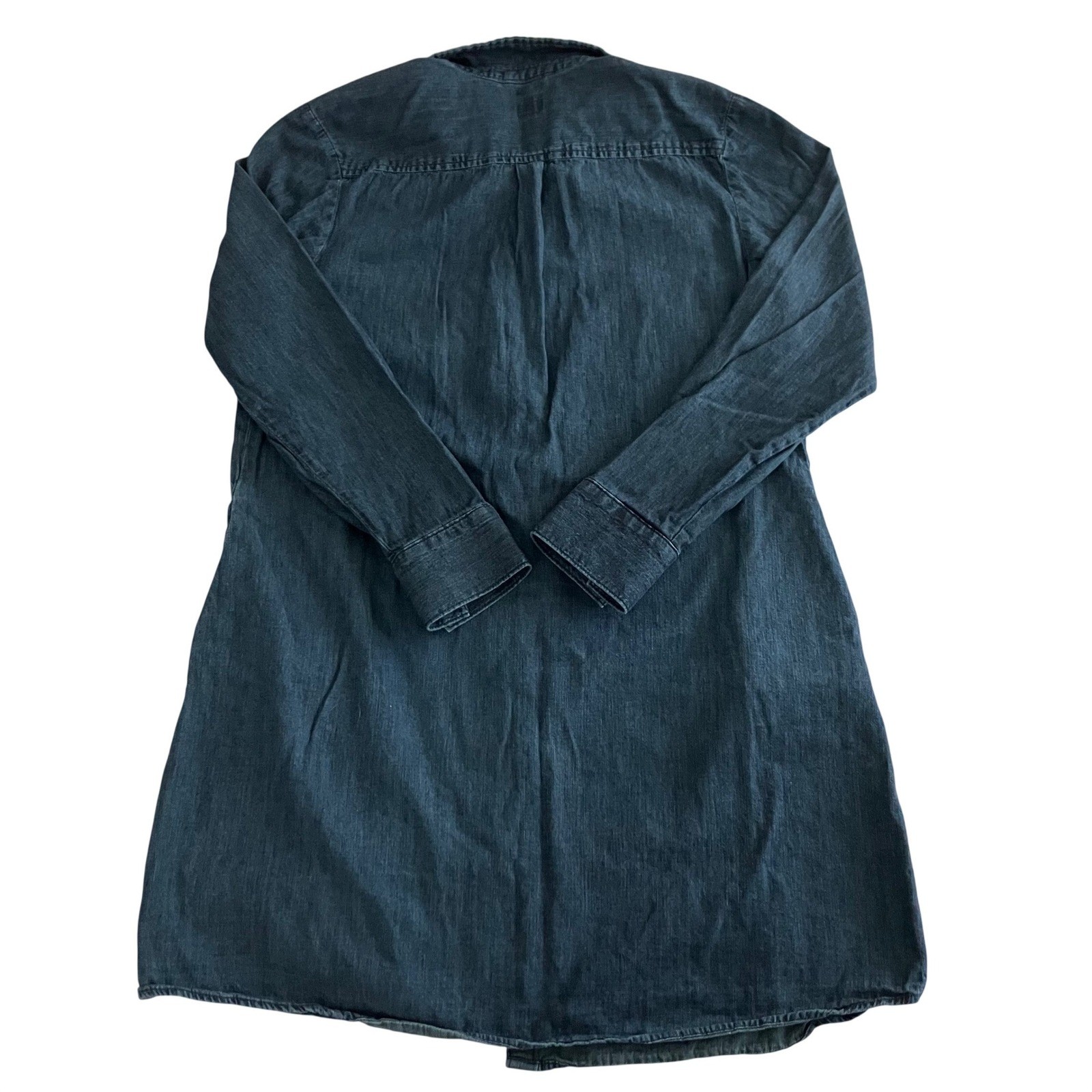A New Day Womens Preppy Classic Western Dark Wash Denim Shirt Dress Pockets XL