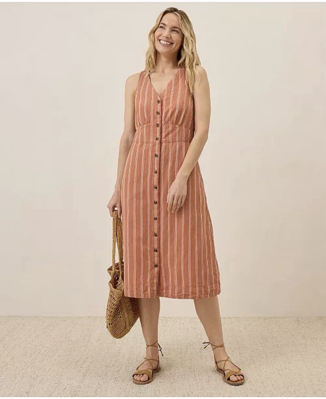Pact Organic cotton canopy linen blend button front dress Size Large