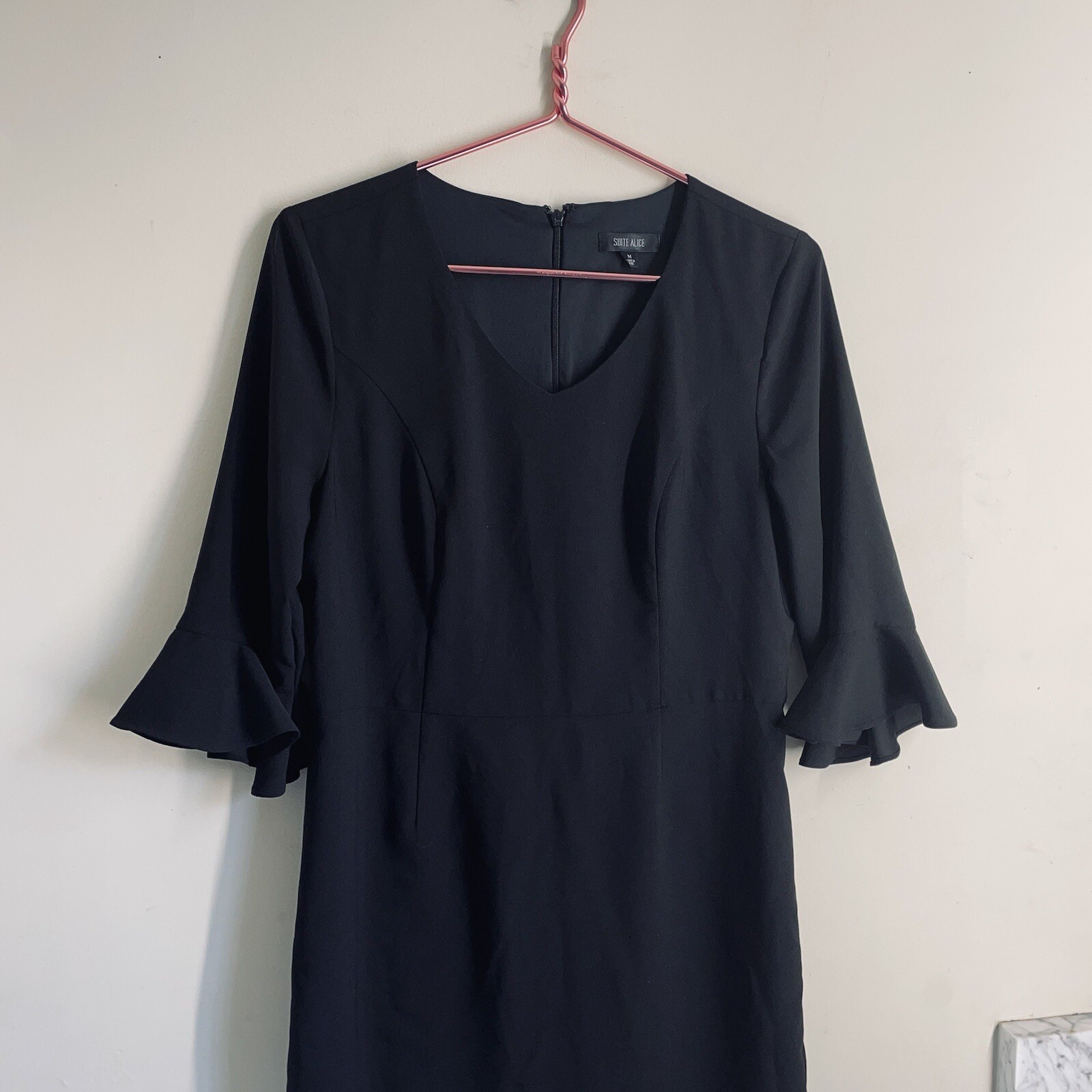Suite Alice Tailored Bell Sleeve Black Dress Size M