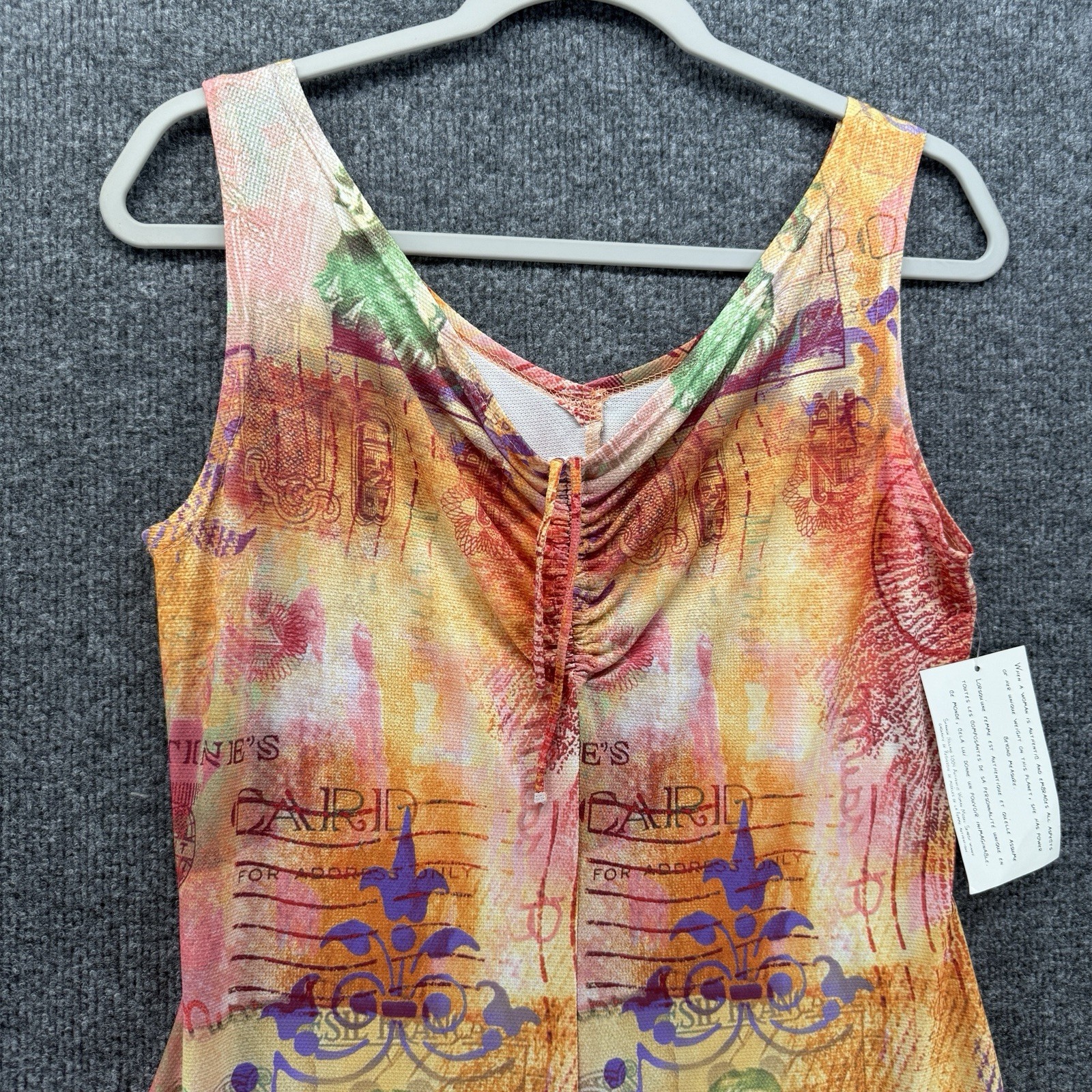 Linda Lundstrom Dress Womens 12 Patchwork Post Card Artsy A-Line Flowy Abstract