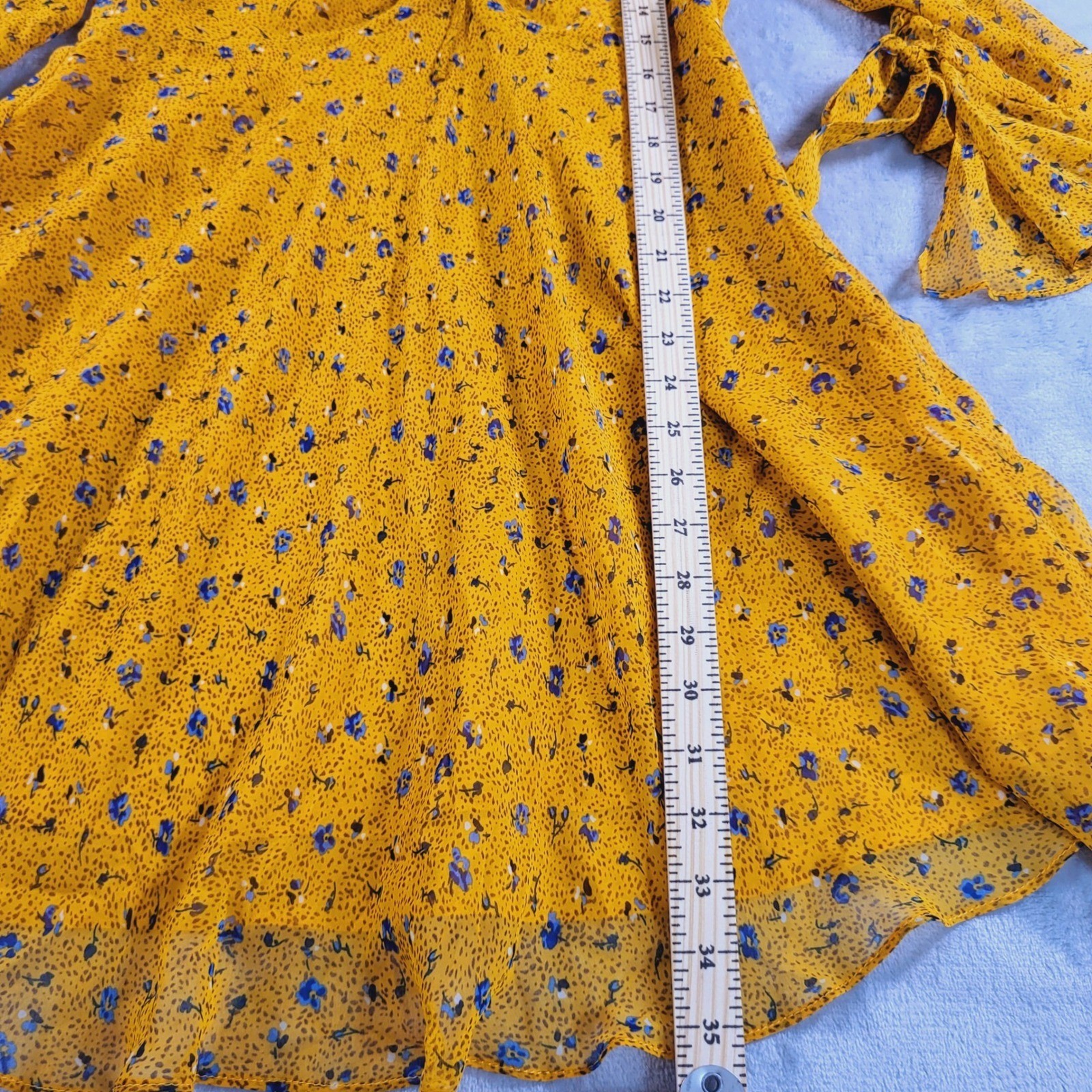 Maison Jules Womens 6 NWT Floral Boho Cottage Babydoll Mini Dress Poppy Yellow