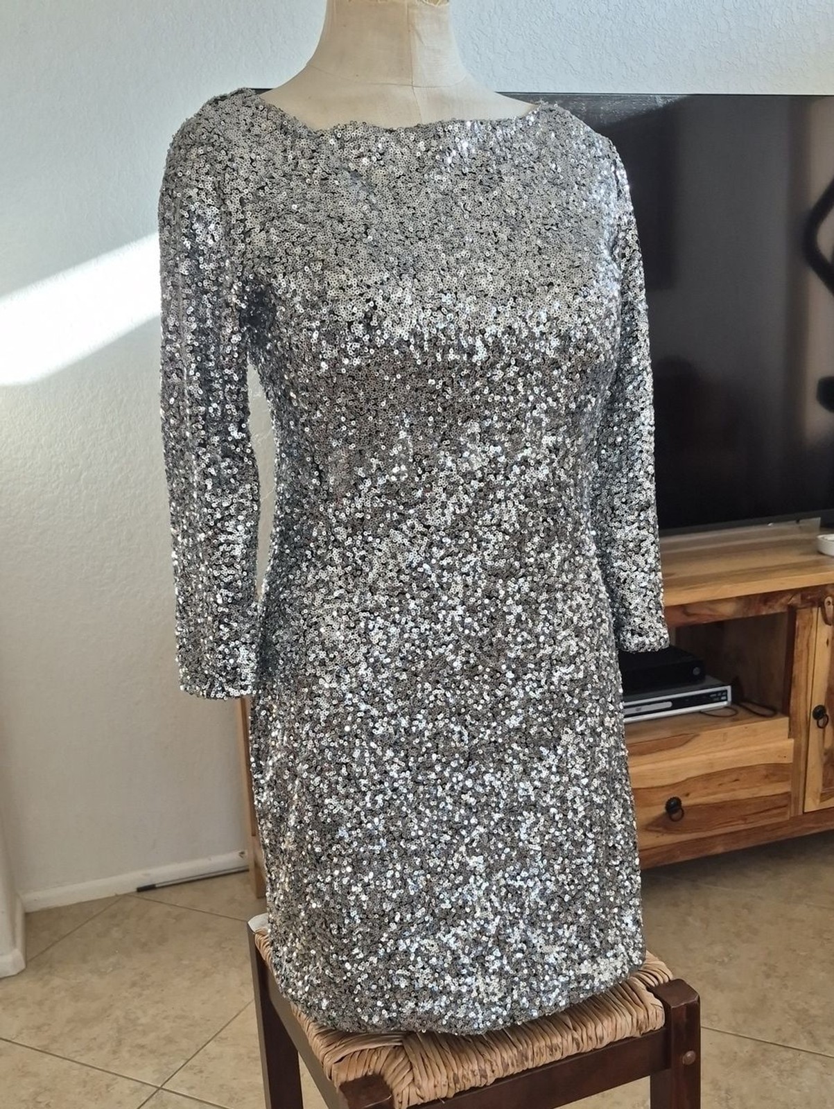Glamour Silver Sequin Cocktail Dress