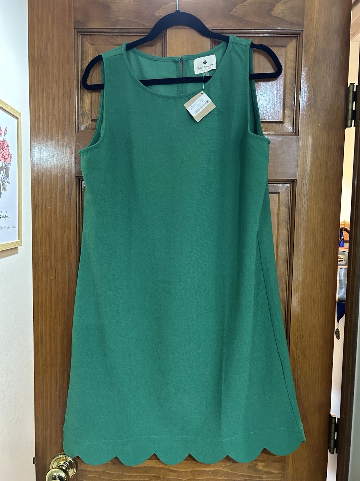 Betsey’s Boutique Shop Green SCALLOPED BOTTOM TANK DRESS