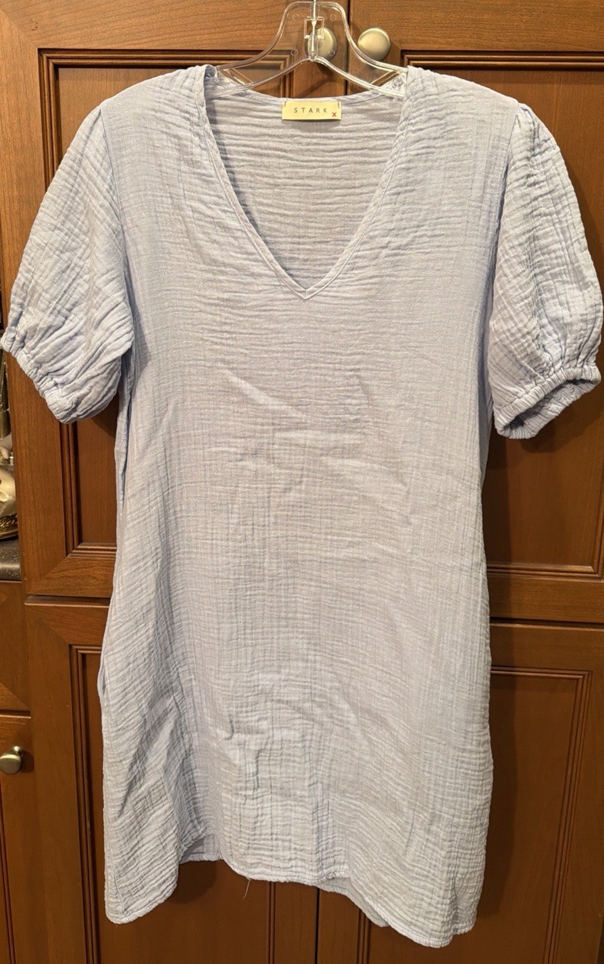 Stark X Light Blue 100 Cotton Beach Dress, Coverup, Pockets . Size XS