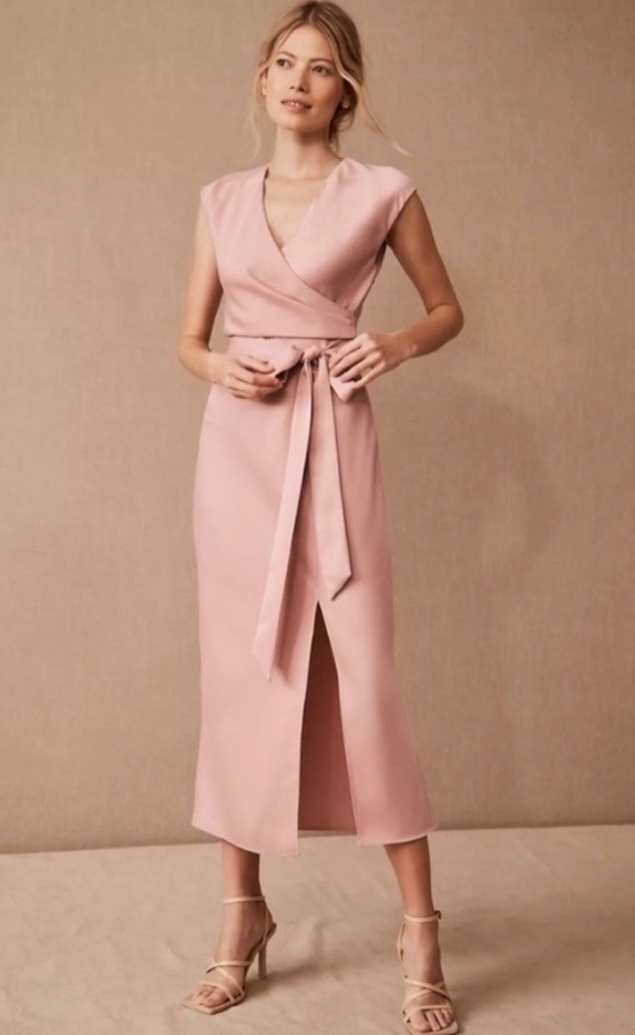 NWT Anthropologie BHLDN Louisa Satin Charmeuse Midi Dress Lilac Smoke Size 2