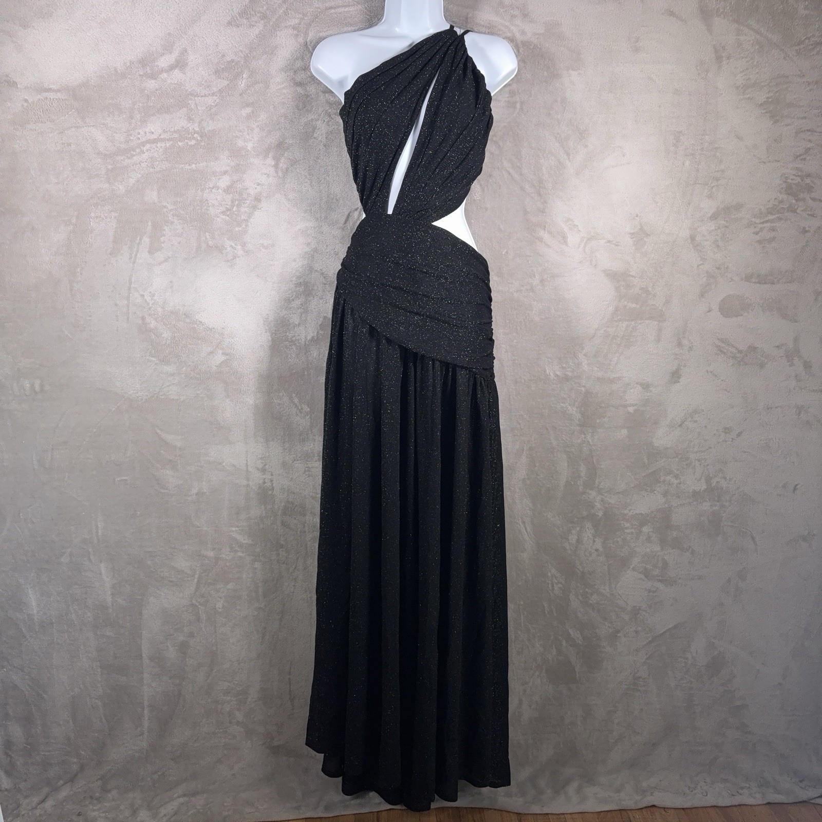 MICHAEL COSTELLO X REVOLVE Fairleigh Gown Dress Womens Size Large Black Shimmer