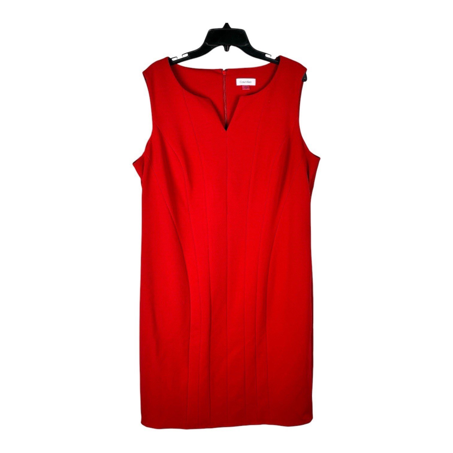 Calvin Klein Sleeveless Classic Red Sheath Shift Dress Sz 16 Work Party Church
