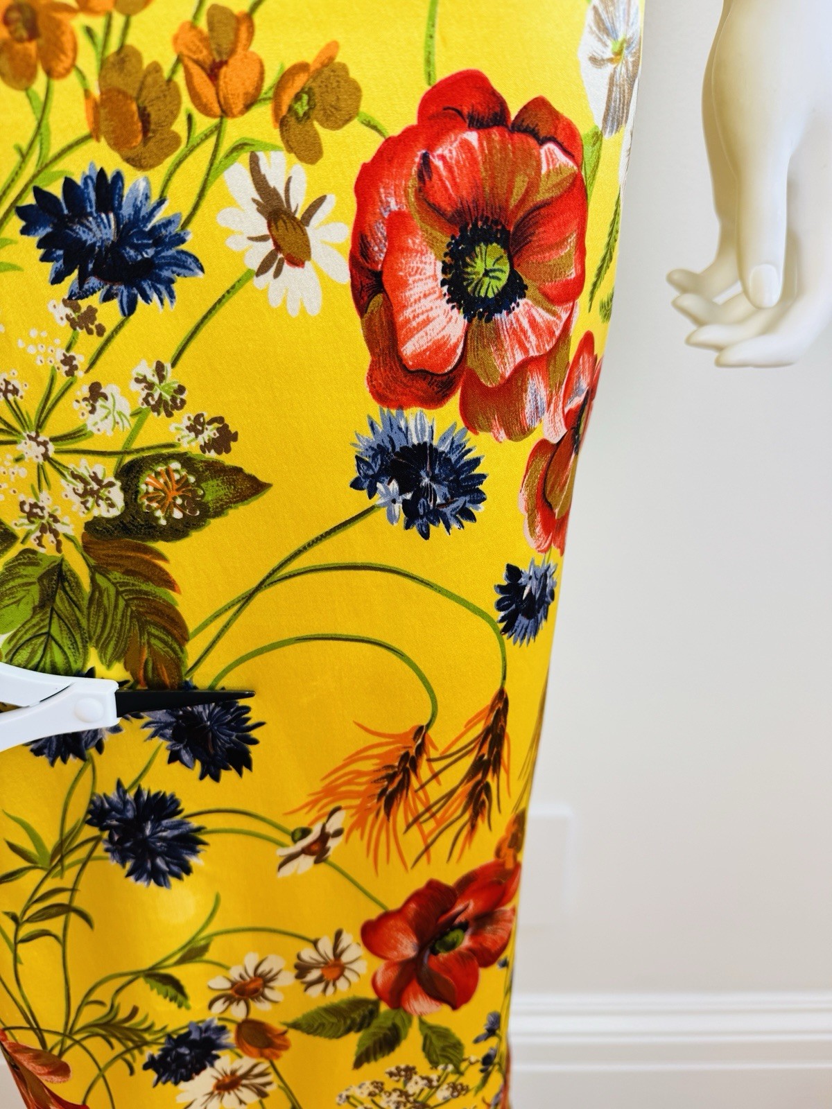 Rare Vintage 1990s Dolce + Gabbana Yellow Silk Floral Stretch Corset Dress Gown