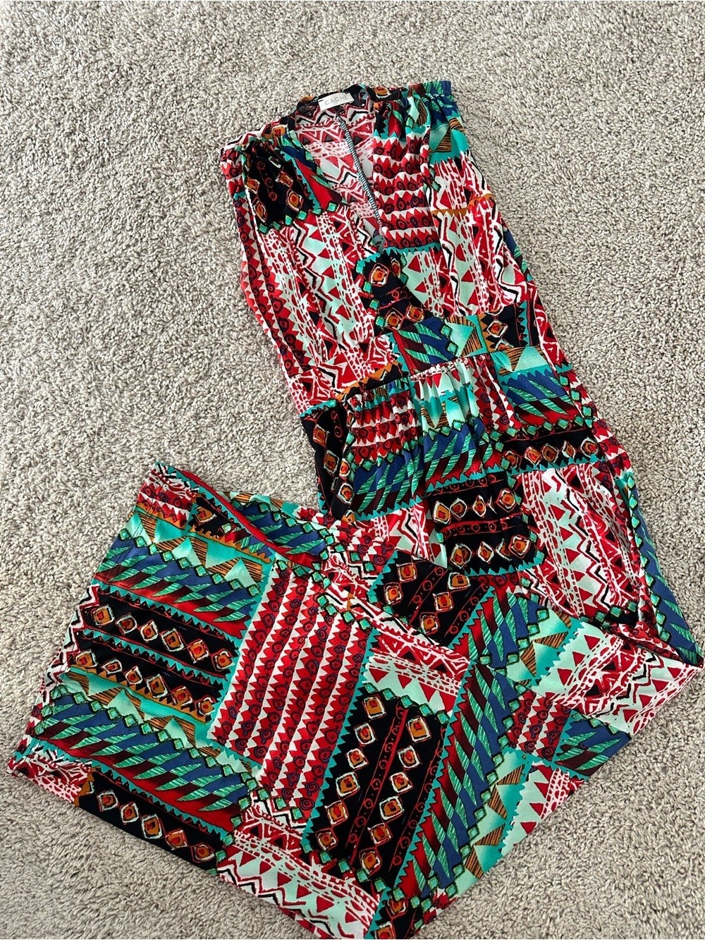 Cache Maxi Dress Size S Boho Tribal Geometric Print Sleeveless