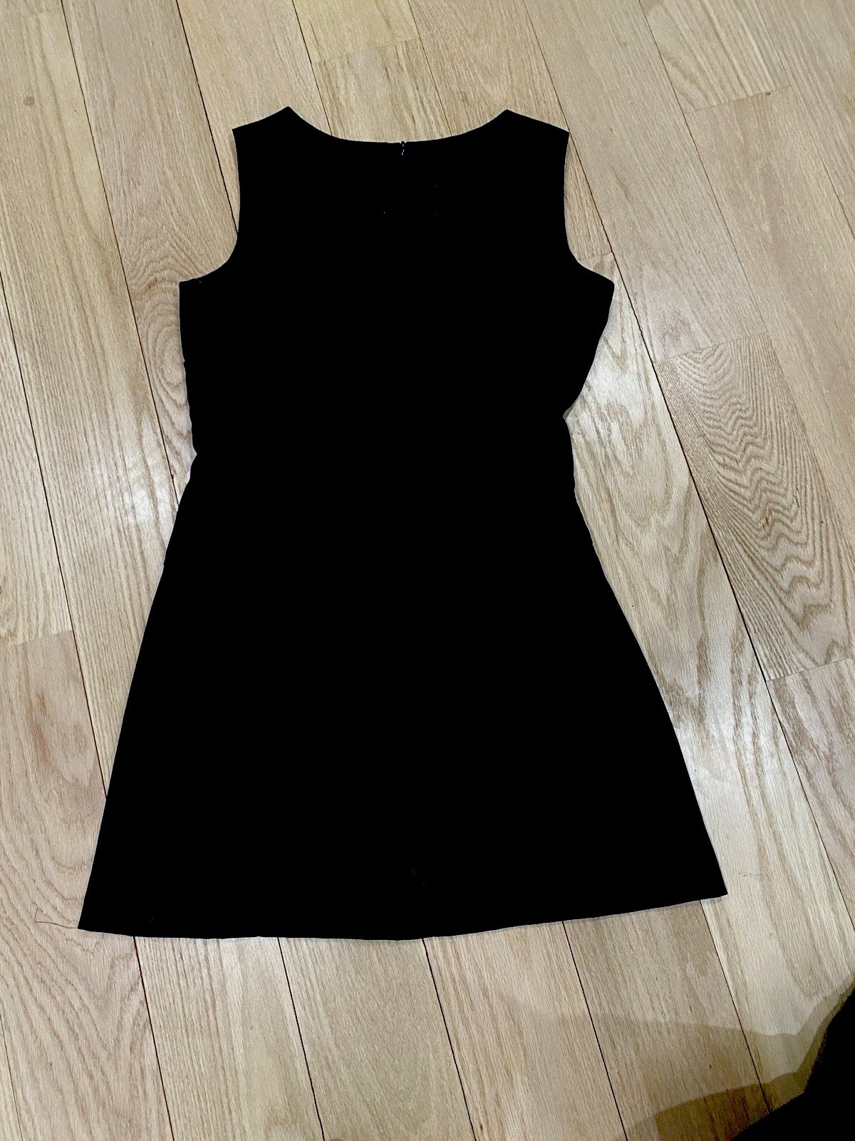 Vintage 90s Kenar Black Sleeveless Mini Dress Drop Waist Mod Size 8 LBD