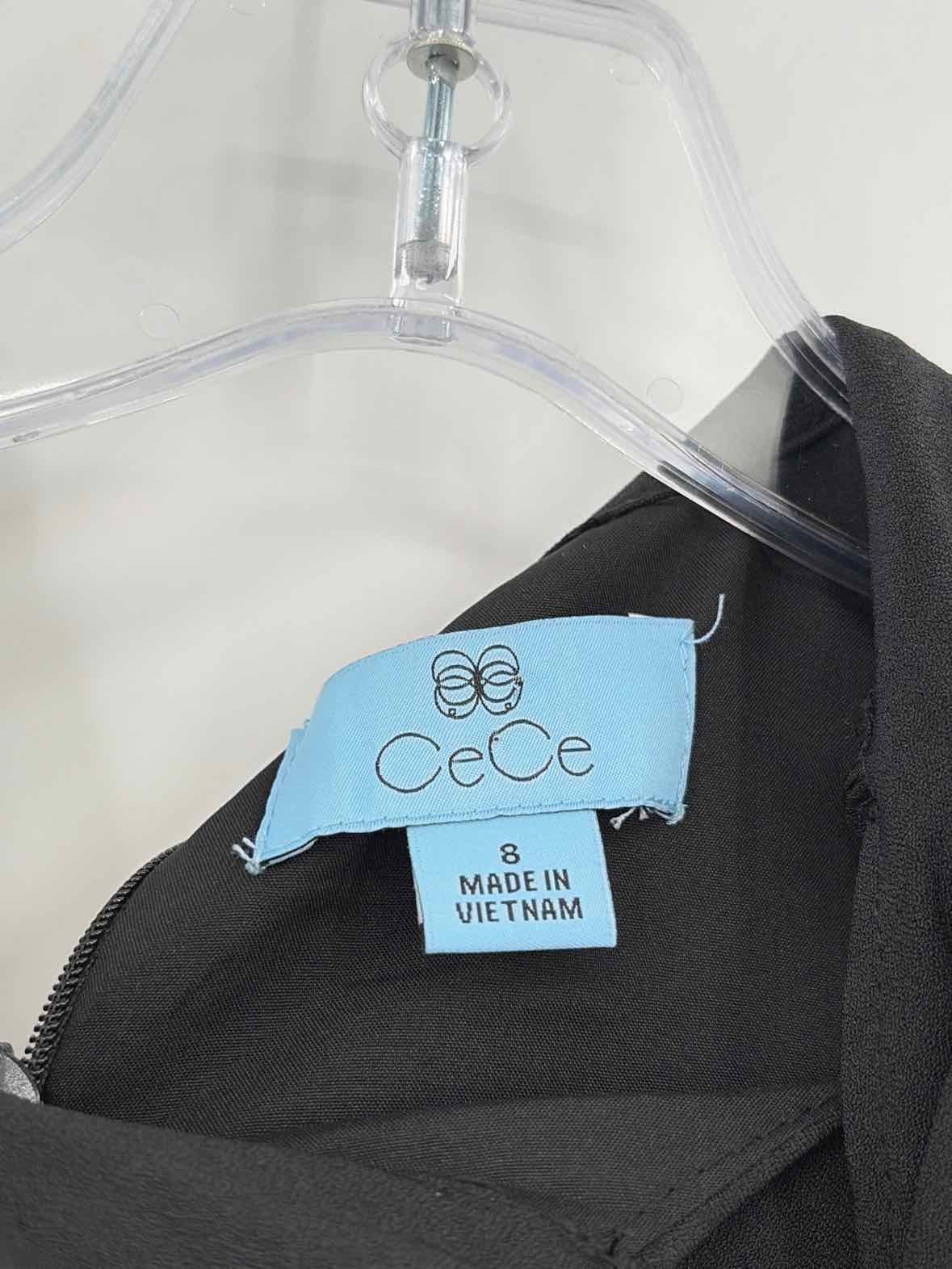 Pre-Owned CeCe Black Size 8 Knee Length Short Sleeve Dress