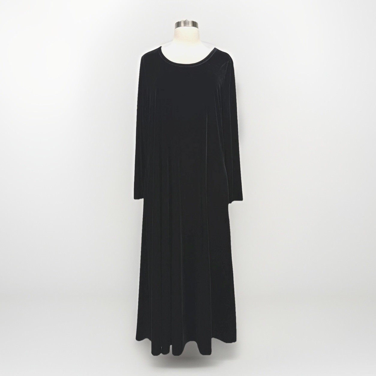 Soft Surroundings Black Velvet Maxi Dress PL Dressy Holiday Classic *Flaw
