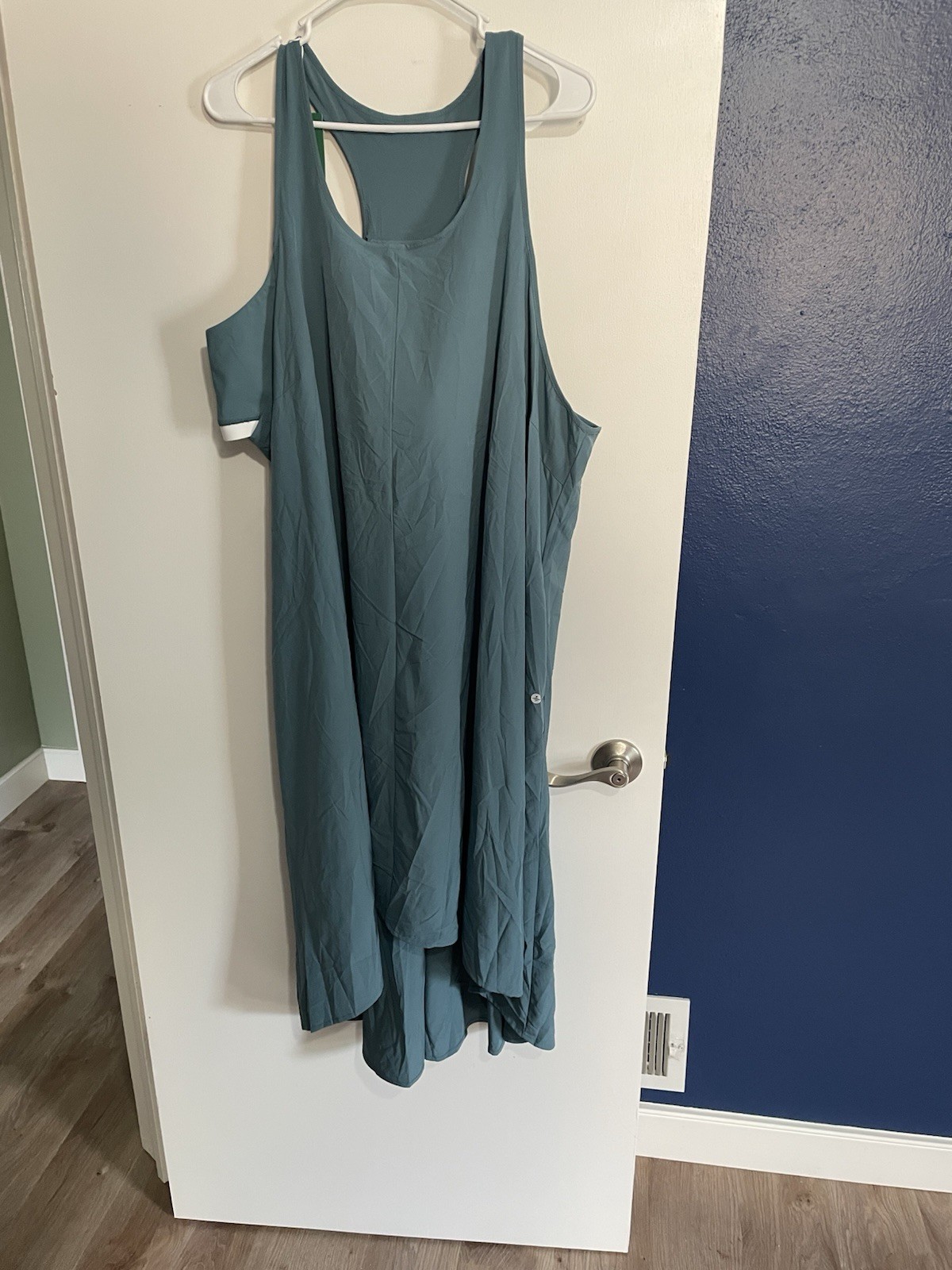 Halara Breezeful Racerback High-Low Midi Dress Blue Green 2x Pockets Athleisure