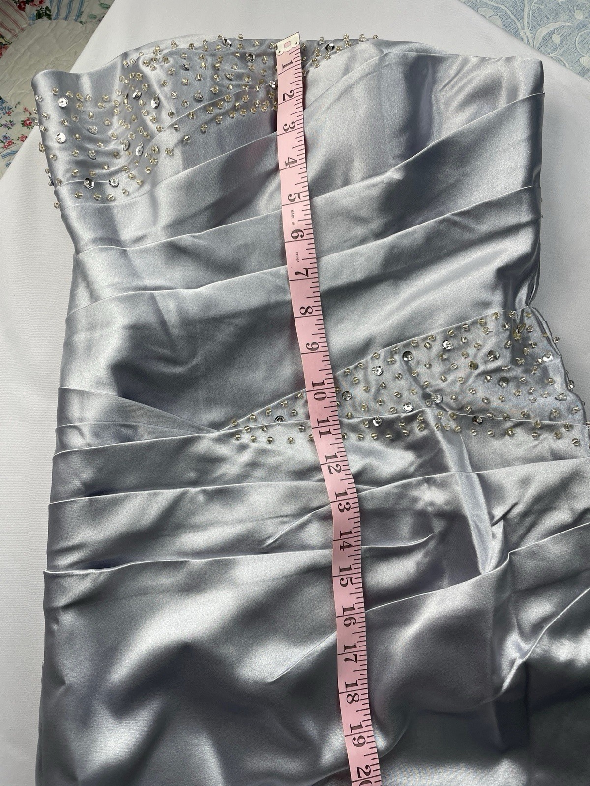 CUSTOM HAND MADE SATIN FORMAL EVENING PROM GOWN DRESS Size 4 – Beaded, Corset