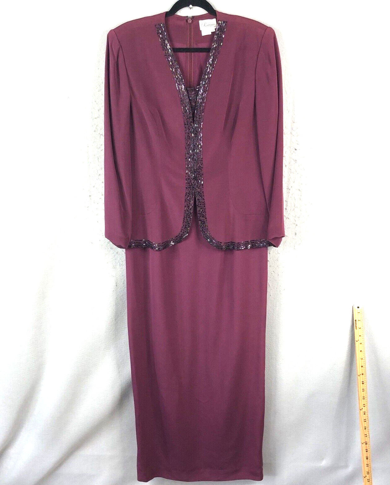 Formal Dress Women 14 Burgundy 100% Silk Maxi MOB Wedding Event Luxury