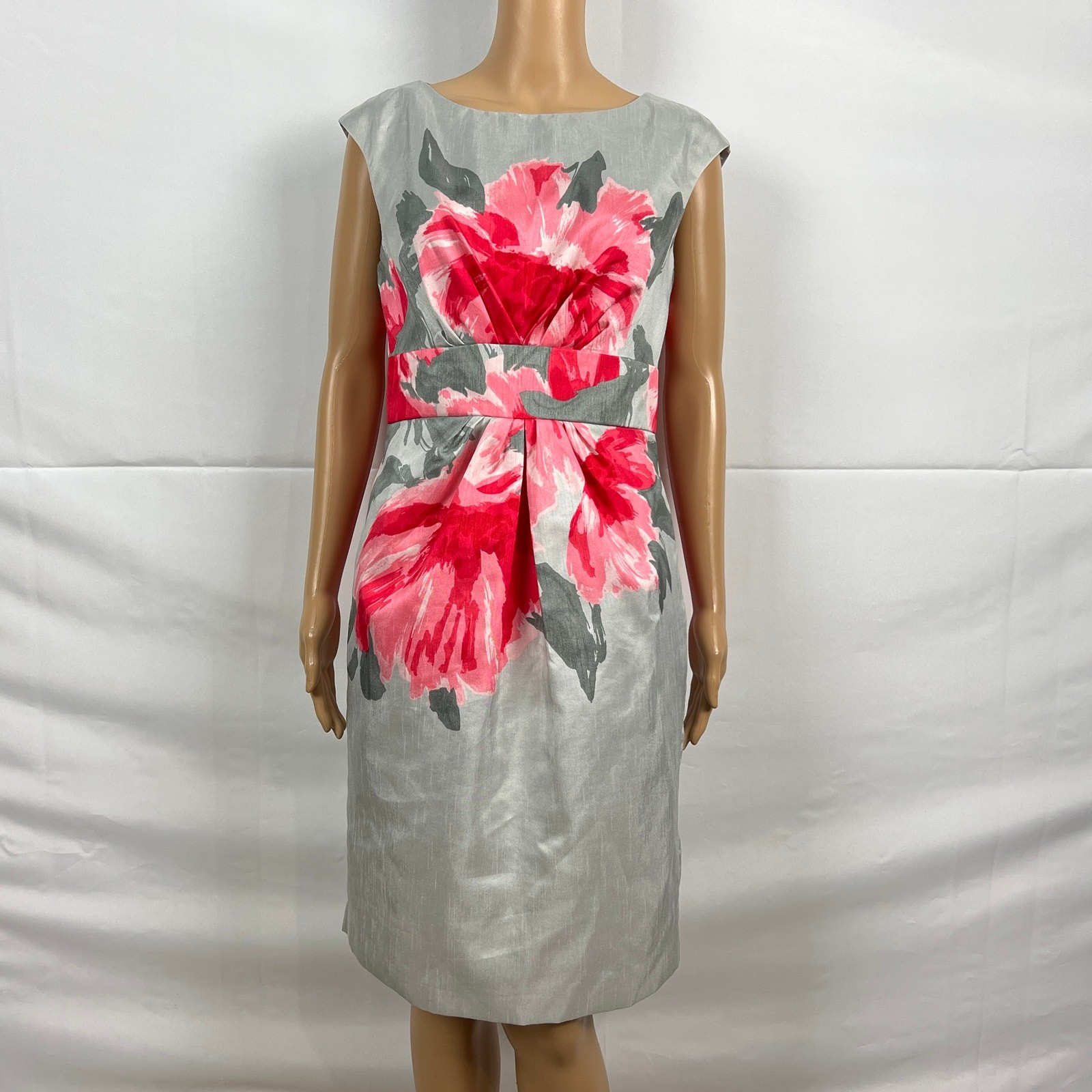 SD Collection Size 6 Silver Gray Pink Floral Print Sheath Party Cocktail Dress