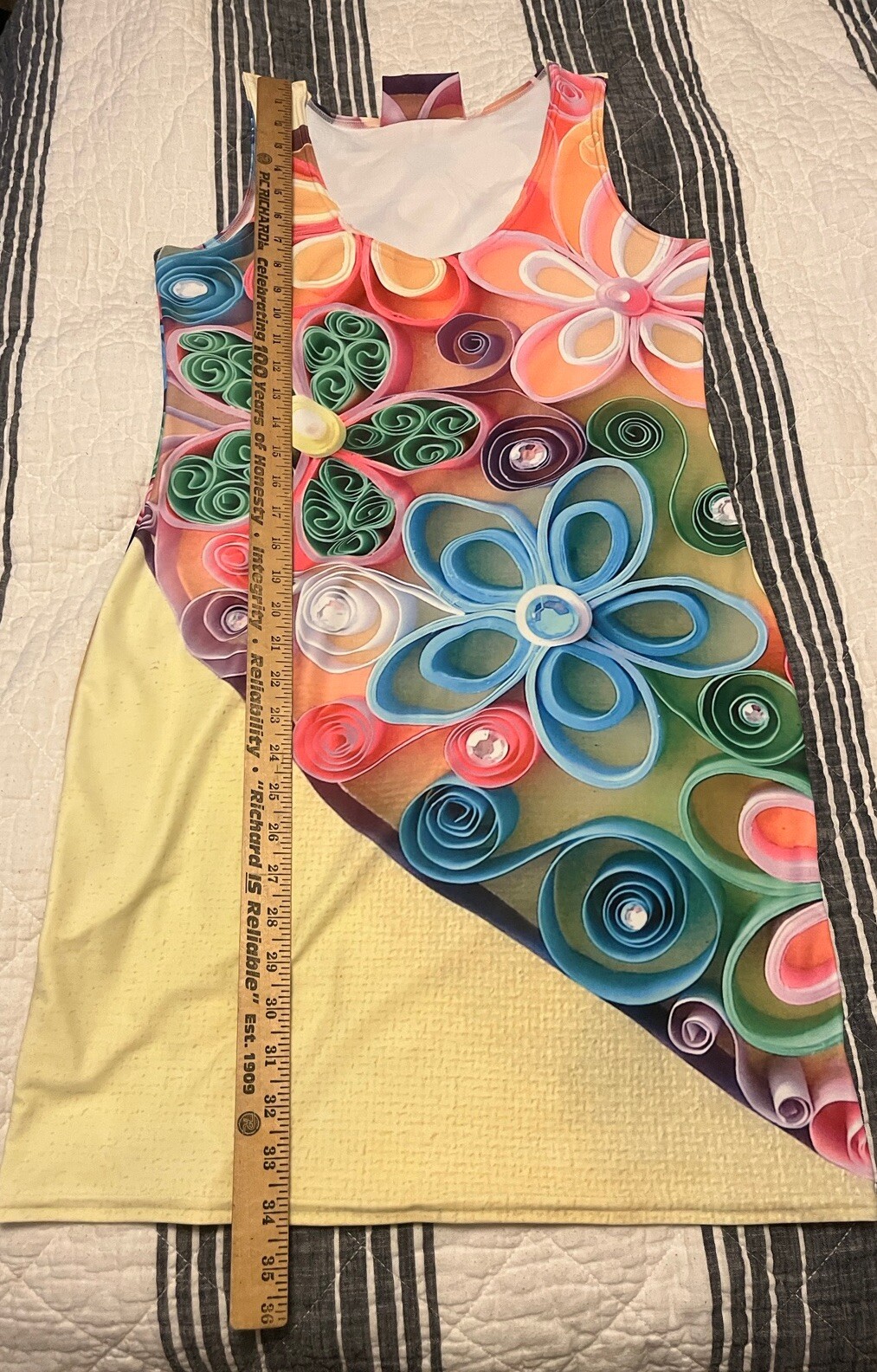 So Artsi Large Colorful Stretchy Fun Flower Digital Print Dress