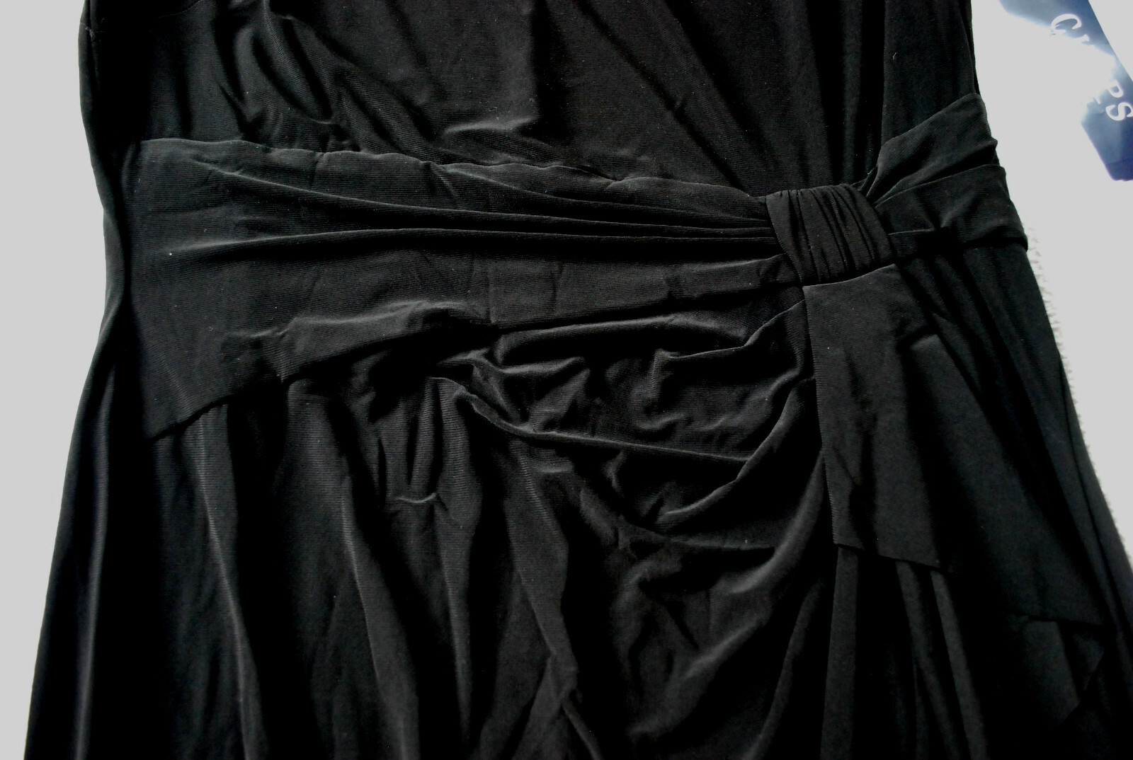 NWT – CHAPS black sleeveless dress layered bow at waist (L) MSRP $85