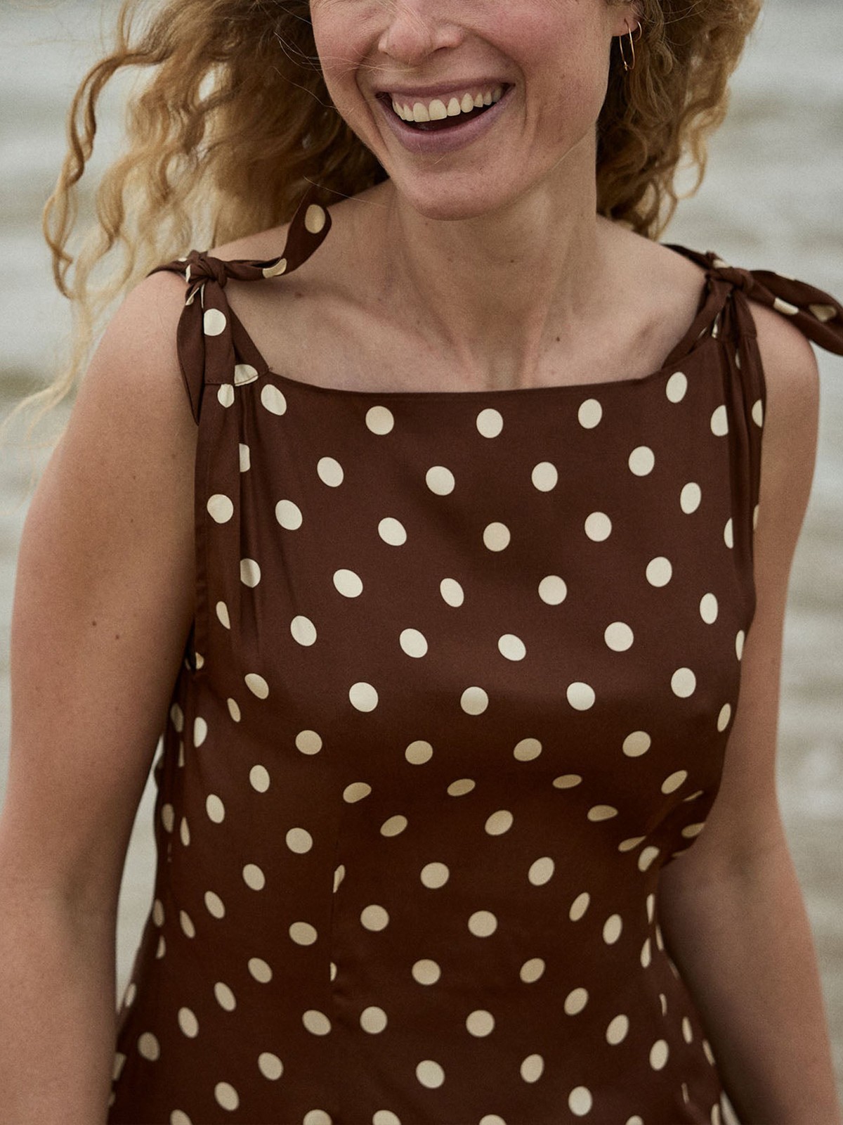 2026 Doen Summer Resort Silk Blend Ruffle Polka Dot Sleeveless Dress