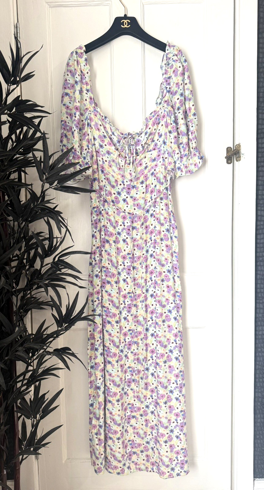 Rixo UK Size 12 Multicoloured Floral Montenegro Ruffle Trim Crepe Midi Dress