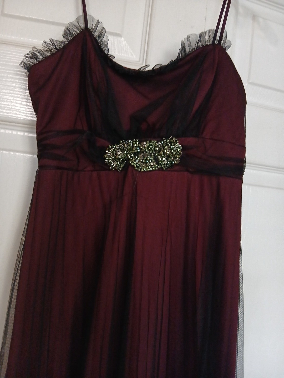 Vtg Dollar Sheer Mesh Maxi Dress Black Embroidered Goth Fairy Grunge Y2K Size S