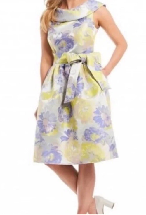 Alex Marie Special Occasion Dress Blue/Green/Silver/Yellow | SZ6 New Style Midi