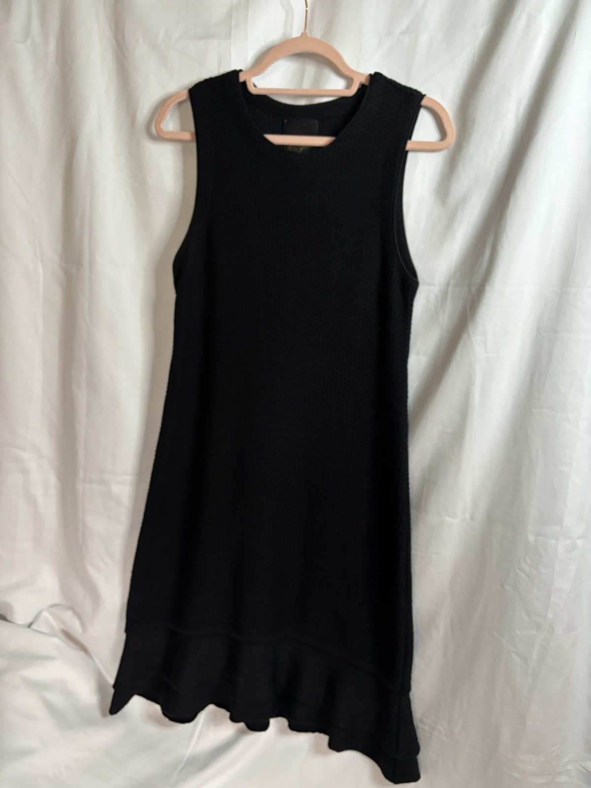 McGinn Wool Blend Bottom Ruffle Knit Shift Dress Black Size L