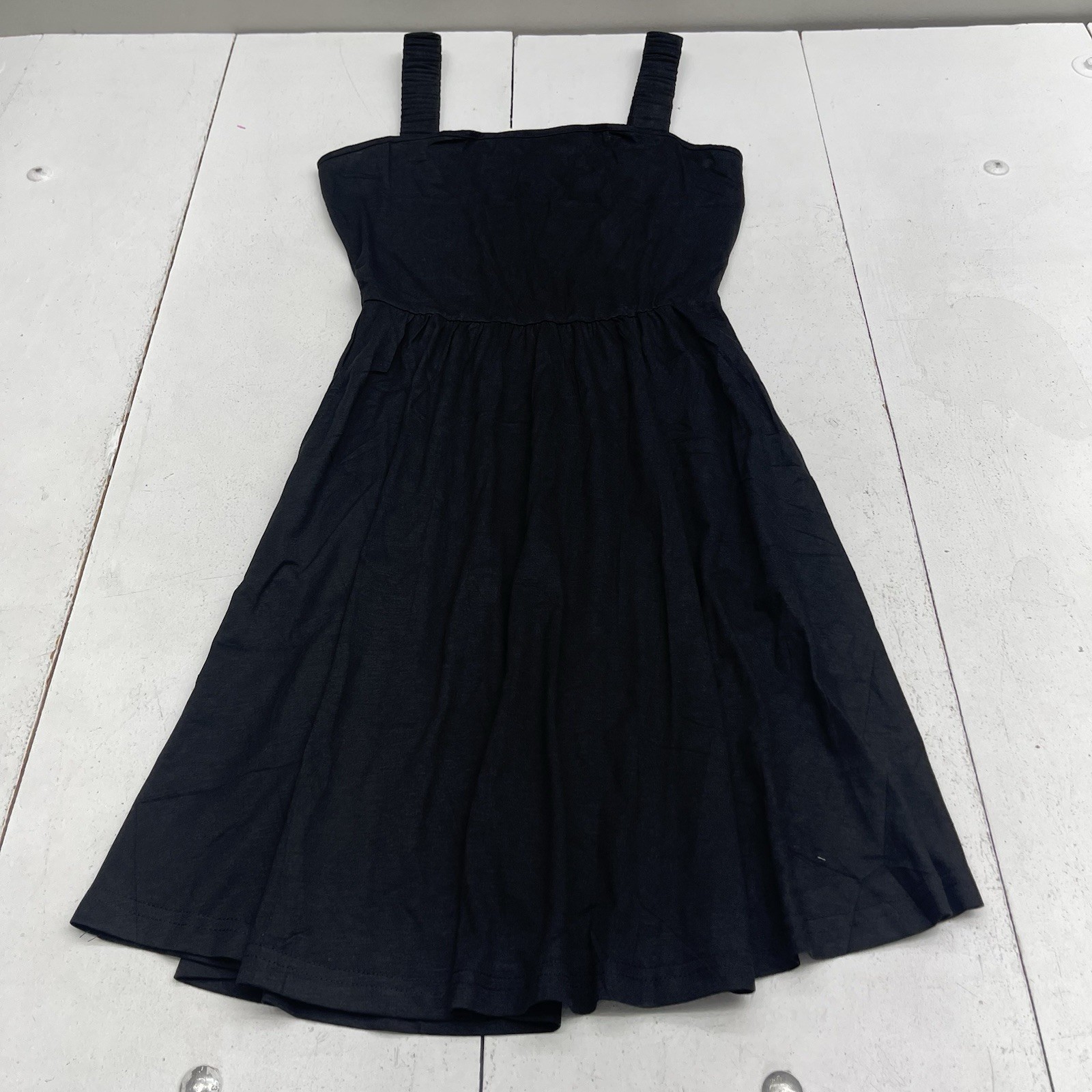 Huhot Black Ruched Strap Square Neck Sleeveless Dress Women’s Size Small