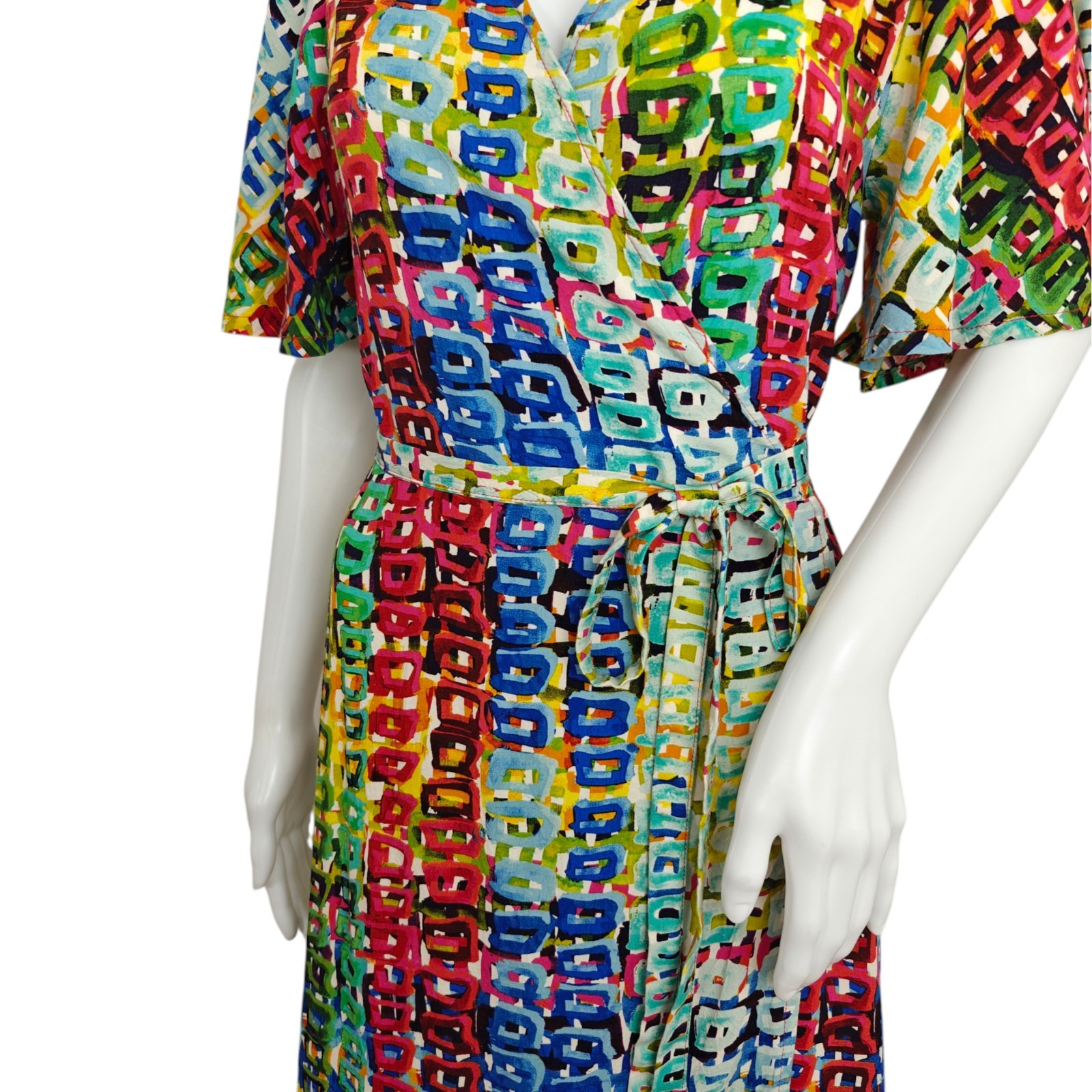 Jams World Adele Wrap Dress Size XS Road Trip Multicolor Print Hawaiian Beachy