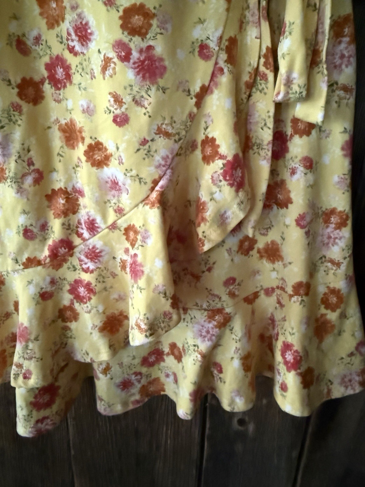 Altar’d State Yellow Floral Tie-Waist Dress Women’s Large
