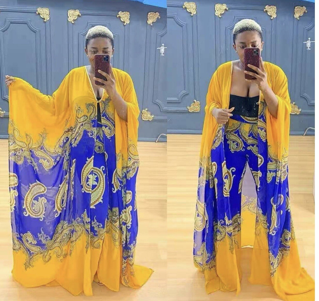 LONG Chiffon Kimono Two Piece Pant Sets Available In Different Colors