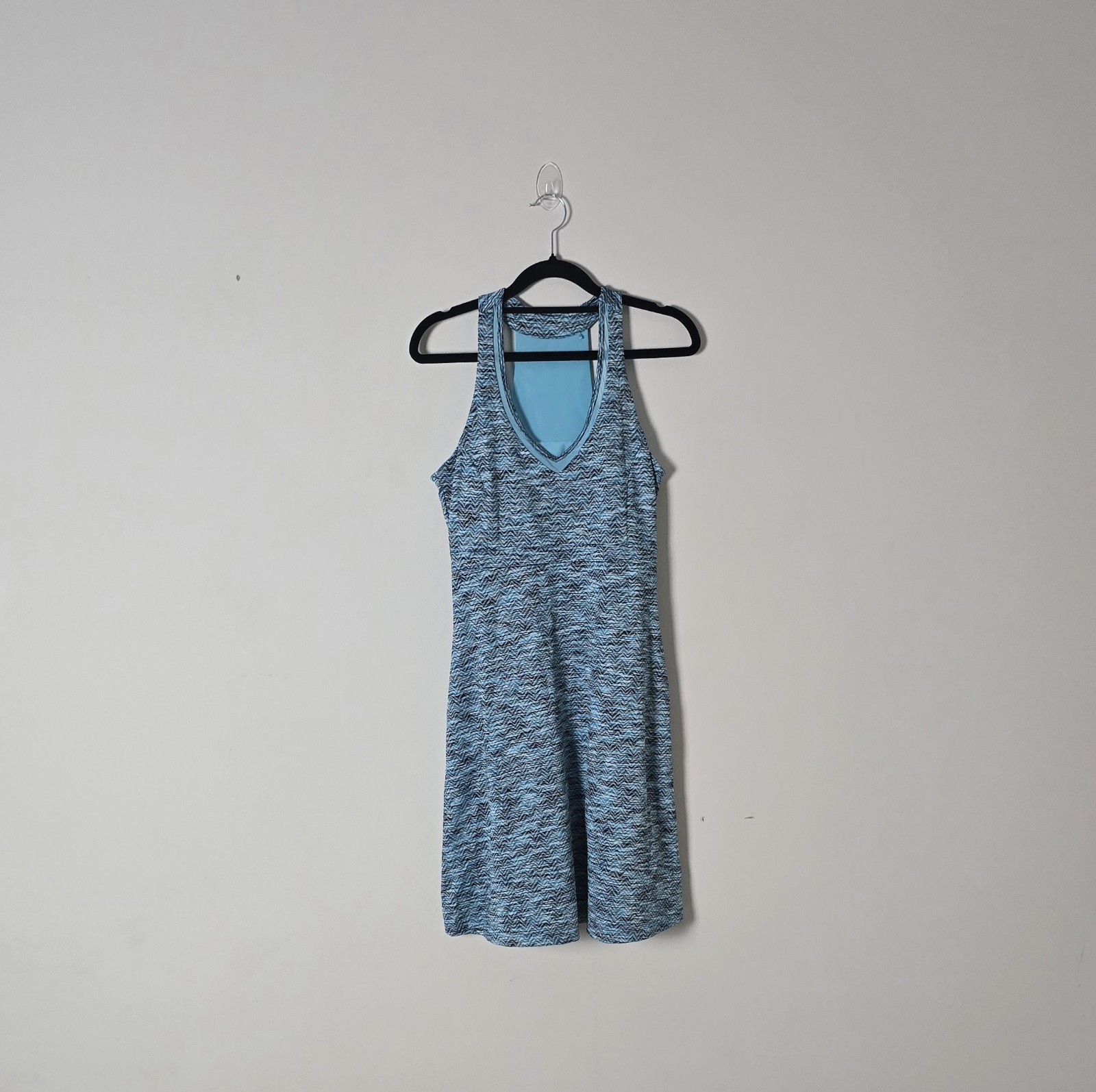 MPG Women’s Blue Striped Sleeveless V-Neck Racerback Knit A-Line Dress S