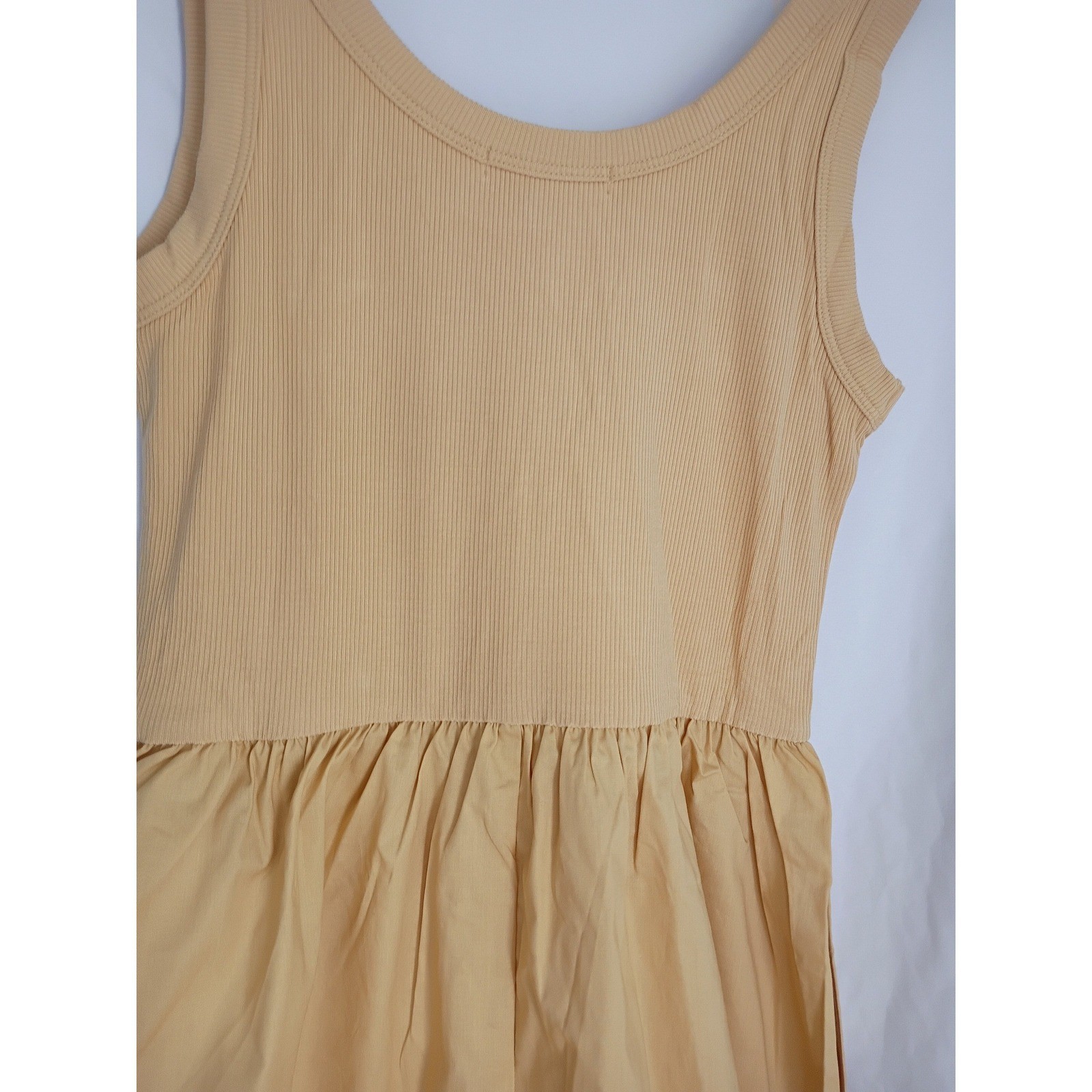 Nine Britton Mustard Yellow Ribbed Mixed Media Maxi Dress NWT Fits S/M