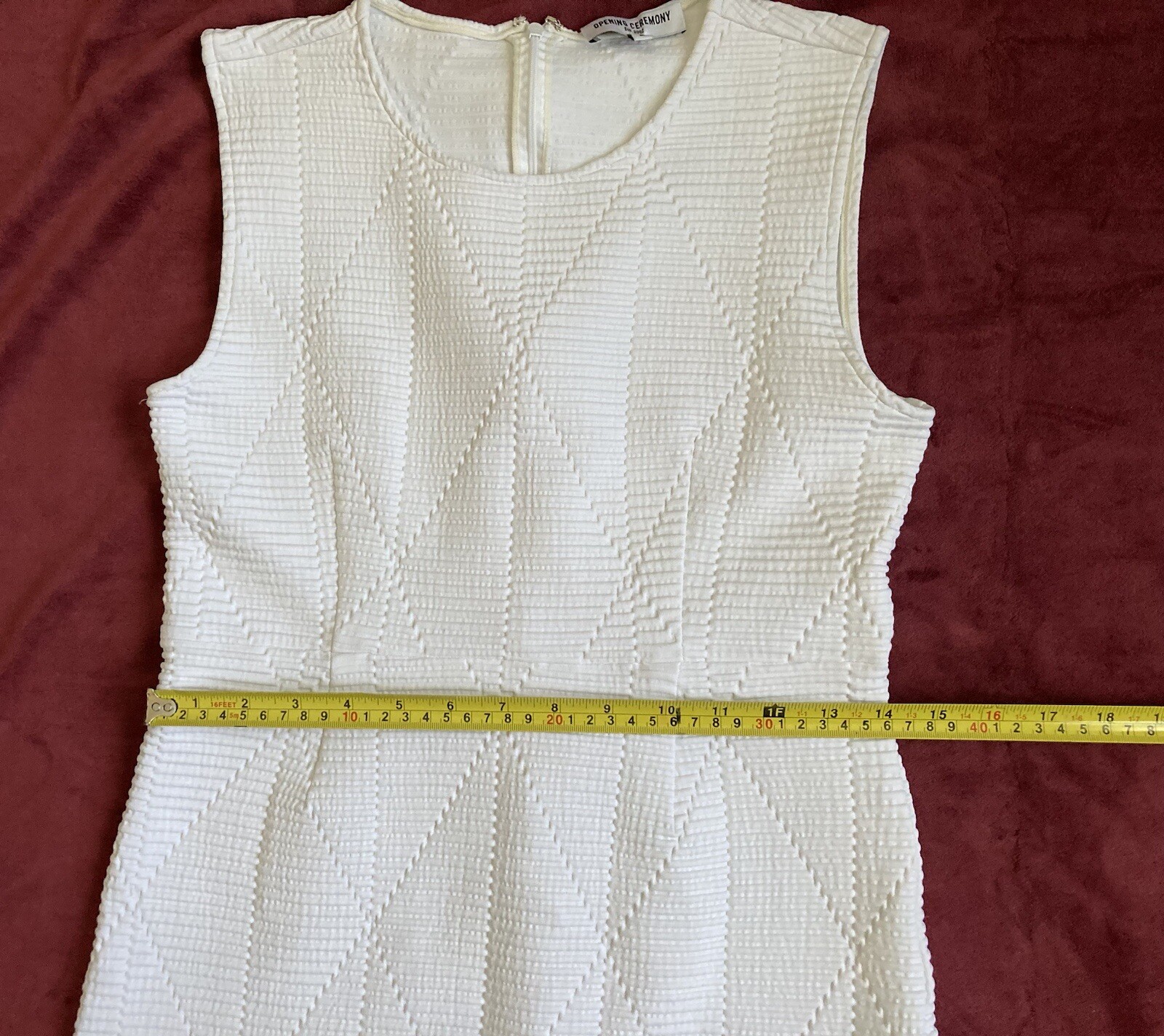 Opening Ceremony White Bodycon Textured Midi Dress Women’s Size M