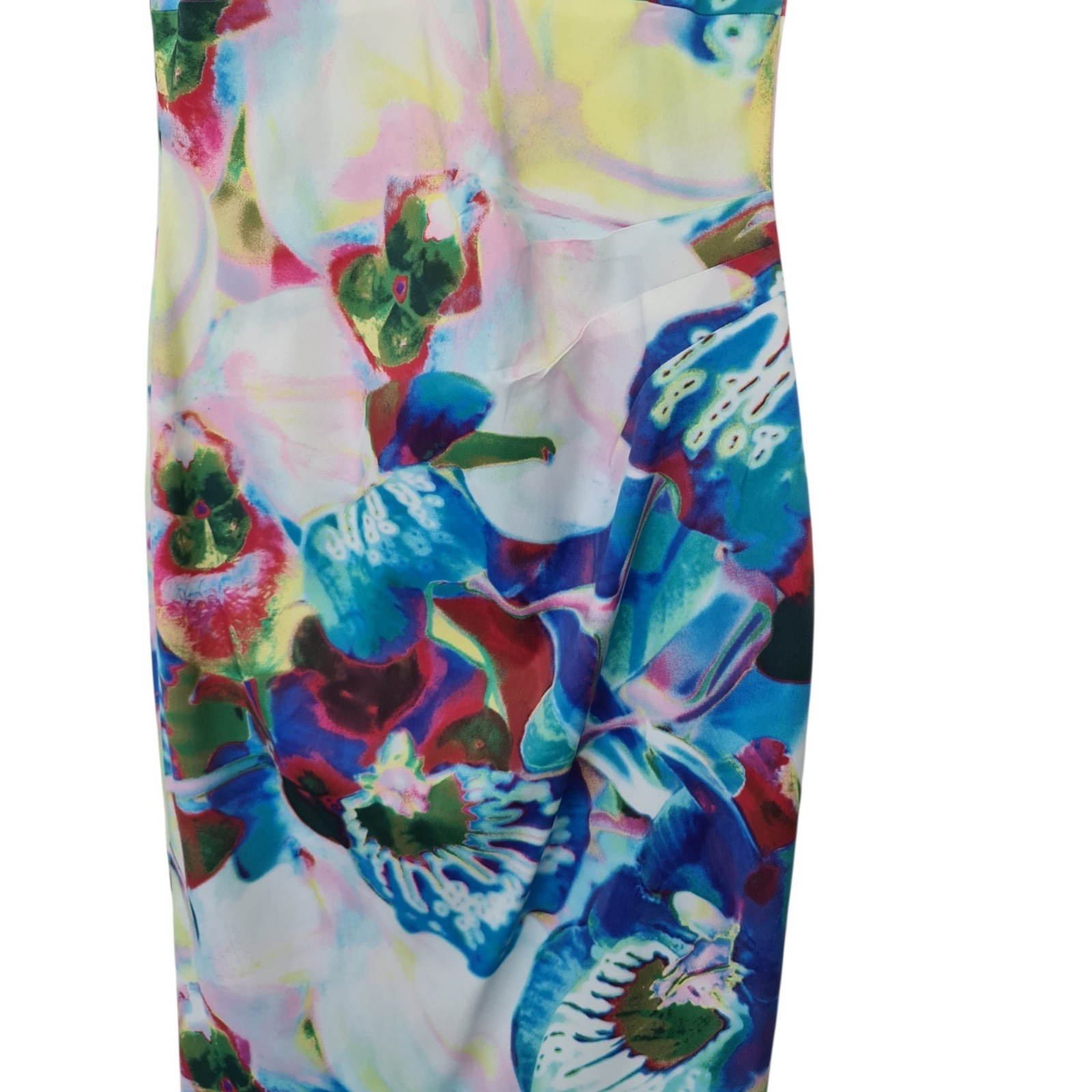 Karen Millen Women’s Multicoloured Floral Orchid Bodycon Midi Dress – Size 10/12