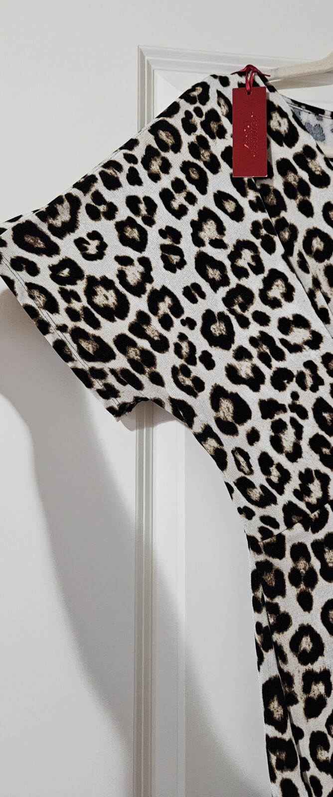 Jennifer Lopez Leopard Ruched Knotted Dress Beige Brown Black Animal Print L