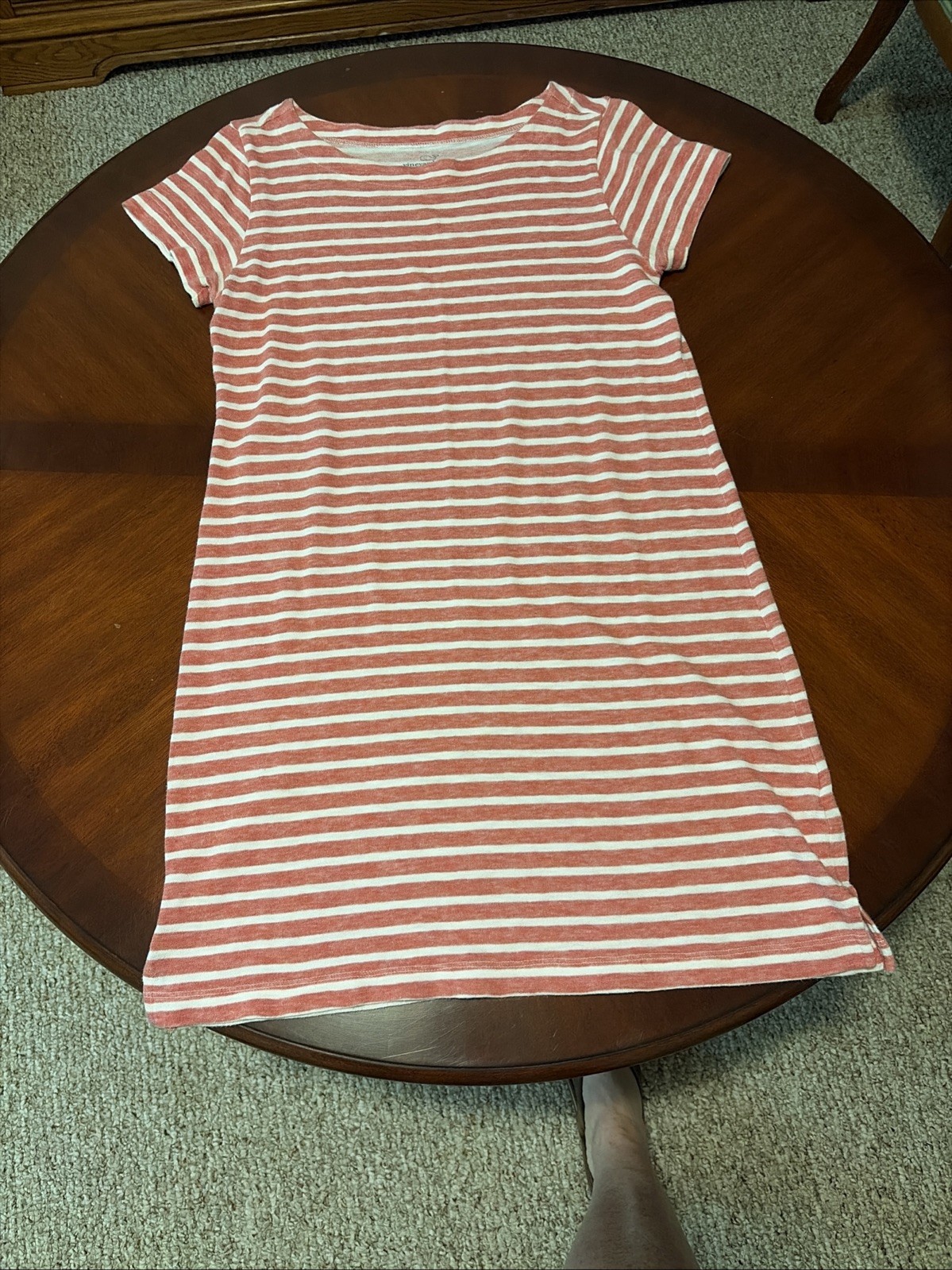 Vineyard Vines Striped Casual Dress Women’s Size M Coral Pink And White