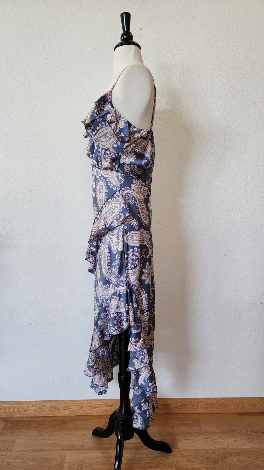 New Anthro Midi Dress Size Medium Purple Satin Paisley Wedding Romantic Prom